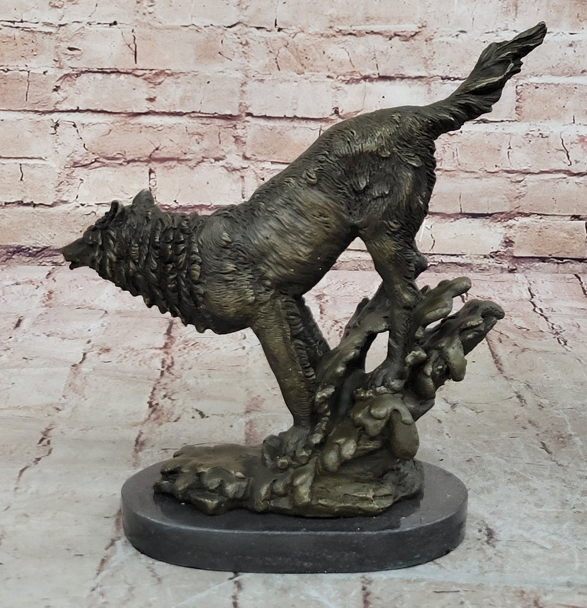 Bronze Whining Wolf Sculpture Dog Breed AKC Wolves Balto Coyote Native American
