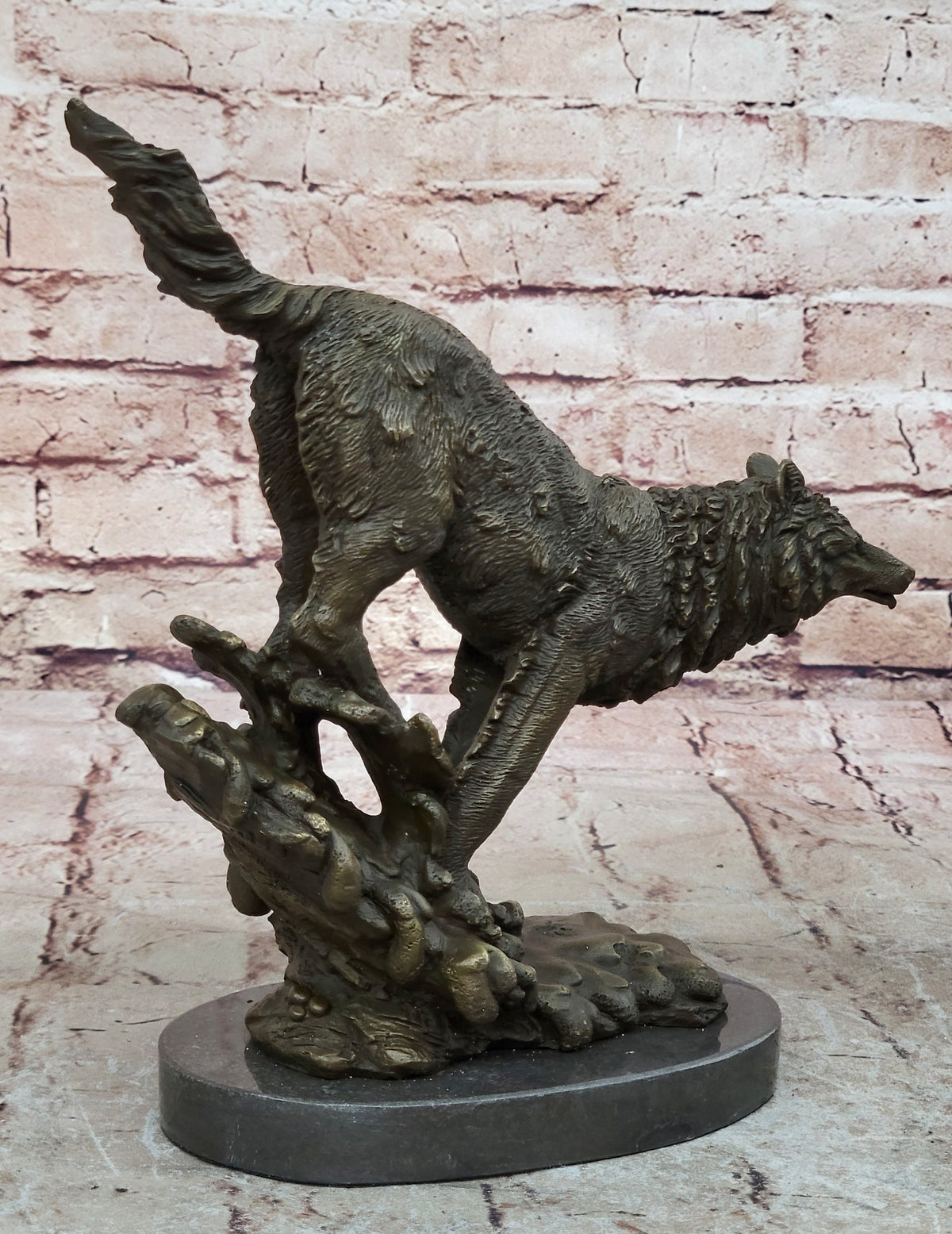 Bronze Whining Wolf Sculpture Dog Breed AKC Wolves Balto Coyote Native American