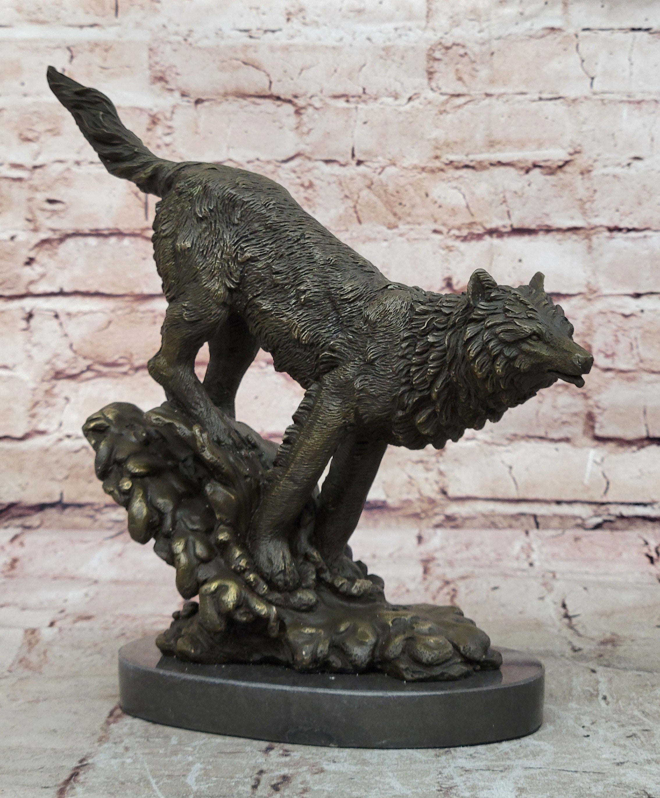 Bronze Whining Wolf Sculpture Dog Breed AKC Wolves Balto Coyote Native American