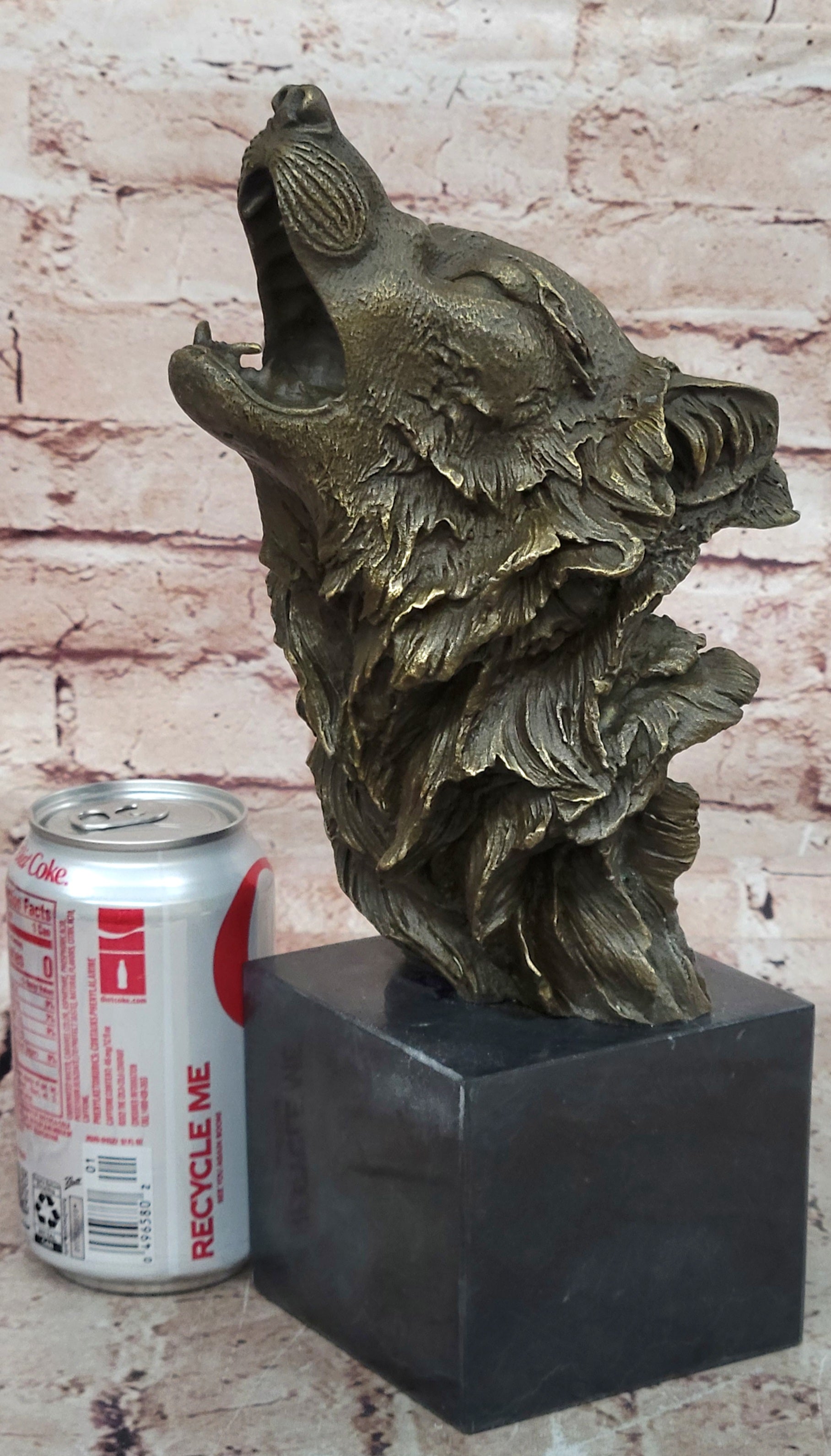 Bronze Sculpture,Hand Made Statue Animal Large Signed Lopez Wolf Art Deco Figure