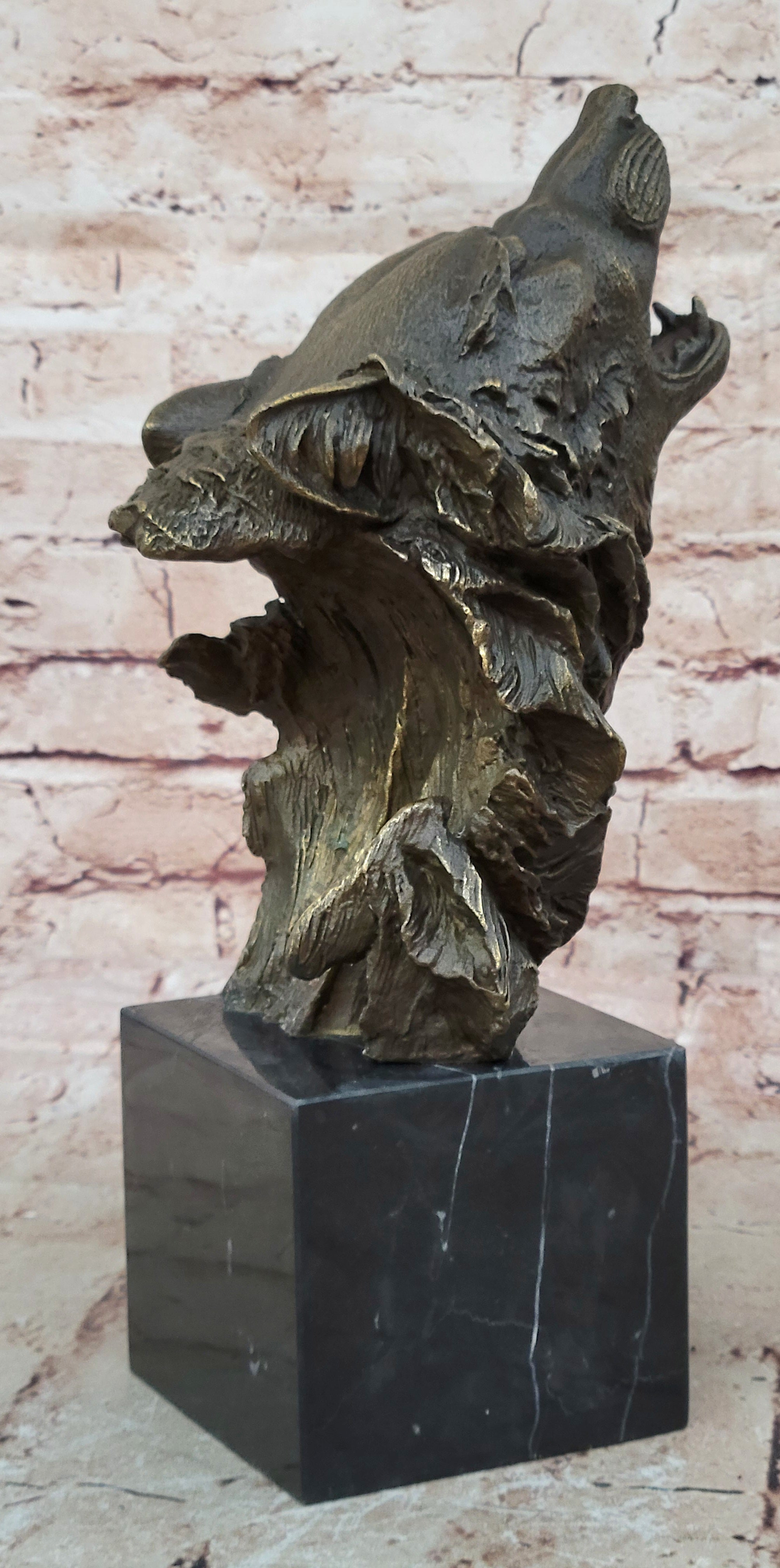 Bronze Sculpture,Hand Made Statue Animal Large Signed Lopez Wolf Art Deco Figure