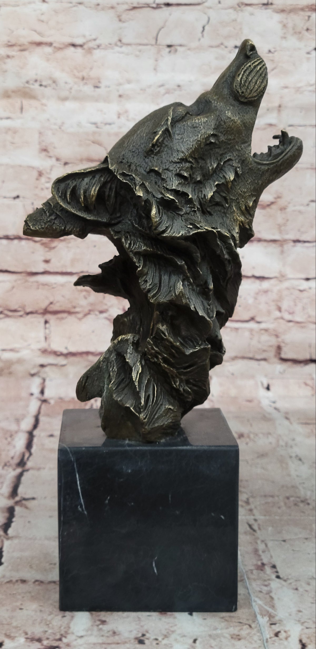 Bronze Sculpture,Hand Made Statue Animal Large Signed Lopez Wolf Art Deco Figure