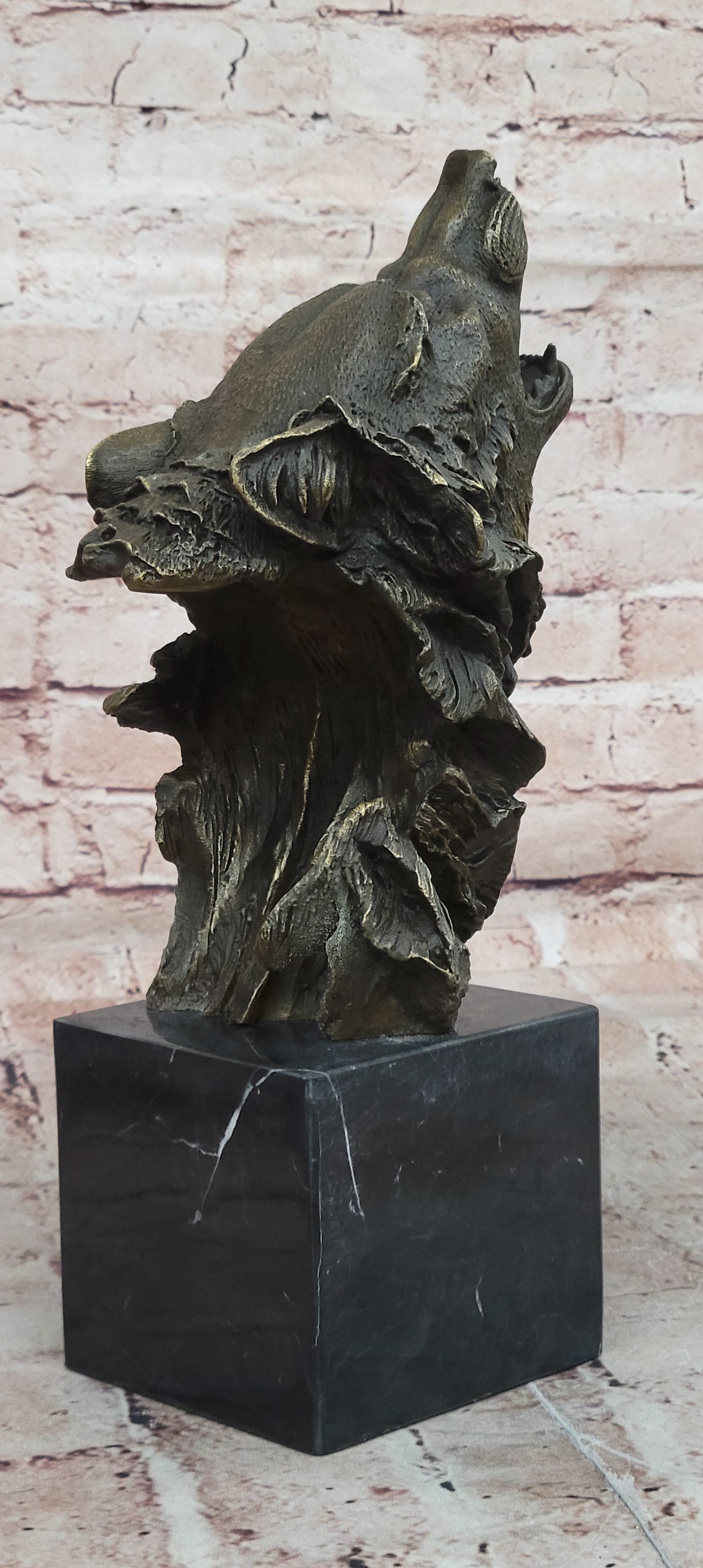 Bronze Sculpture,Hand Made Statue Animal Large Signed Lopez Wolf Art Deco Figure