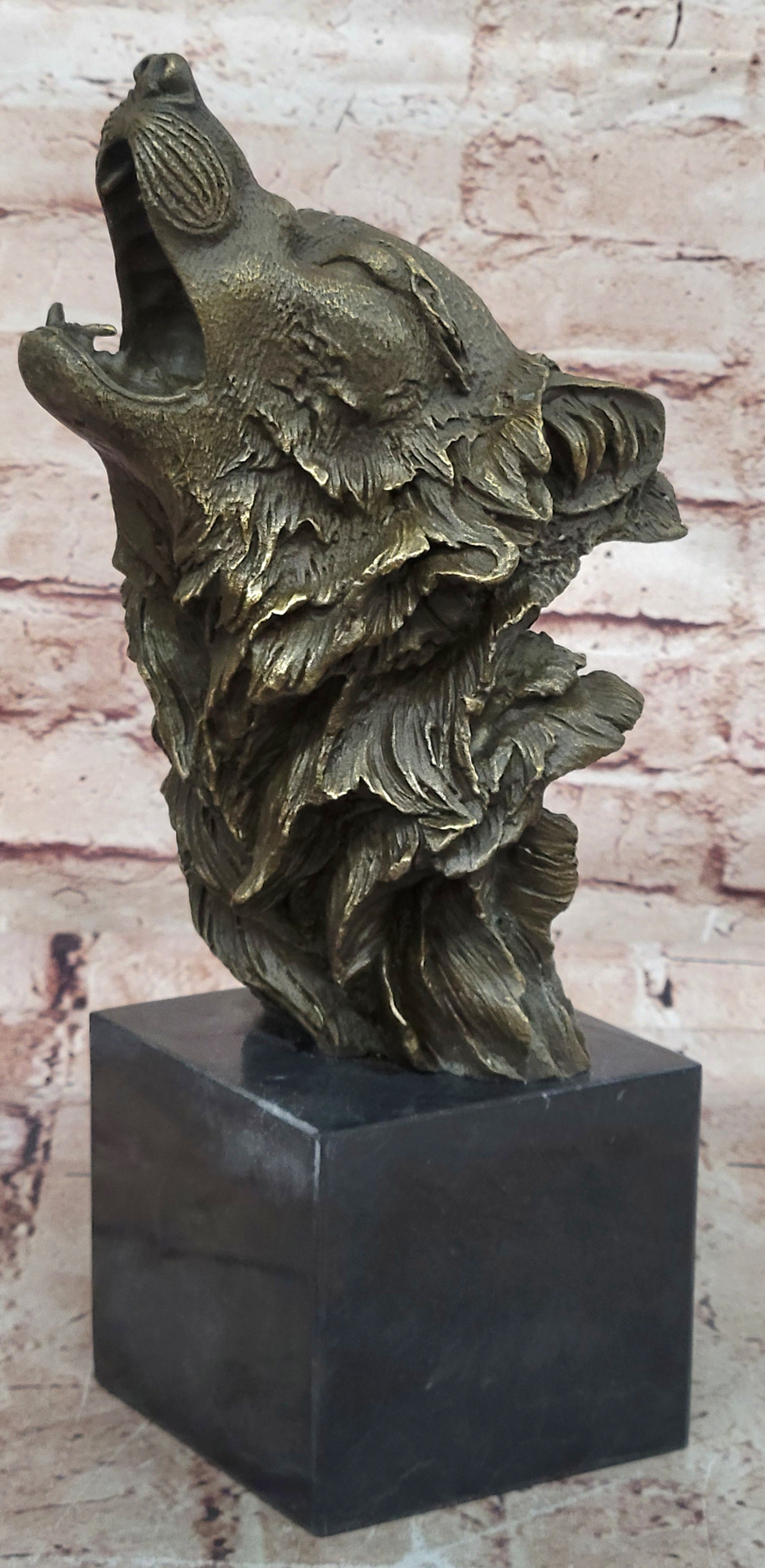 Bronze Sculpture,Hand Made Statue Animal Large Signed Lopez Wolf Art Deco Figure