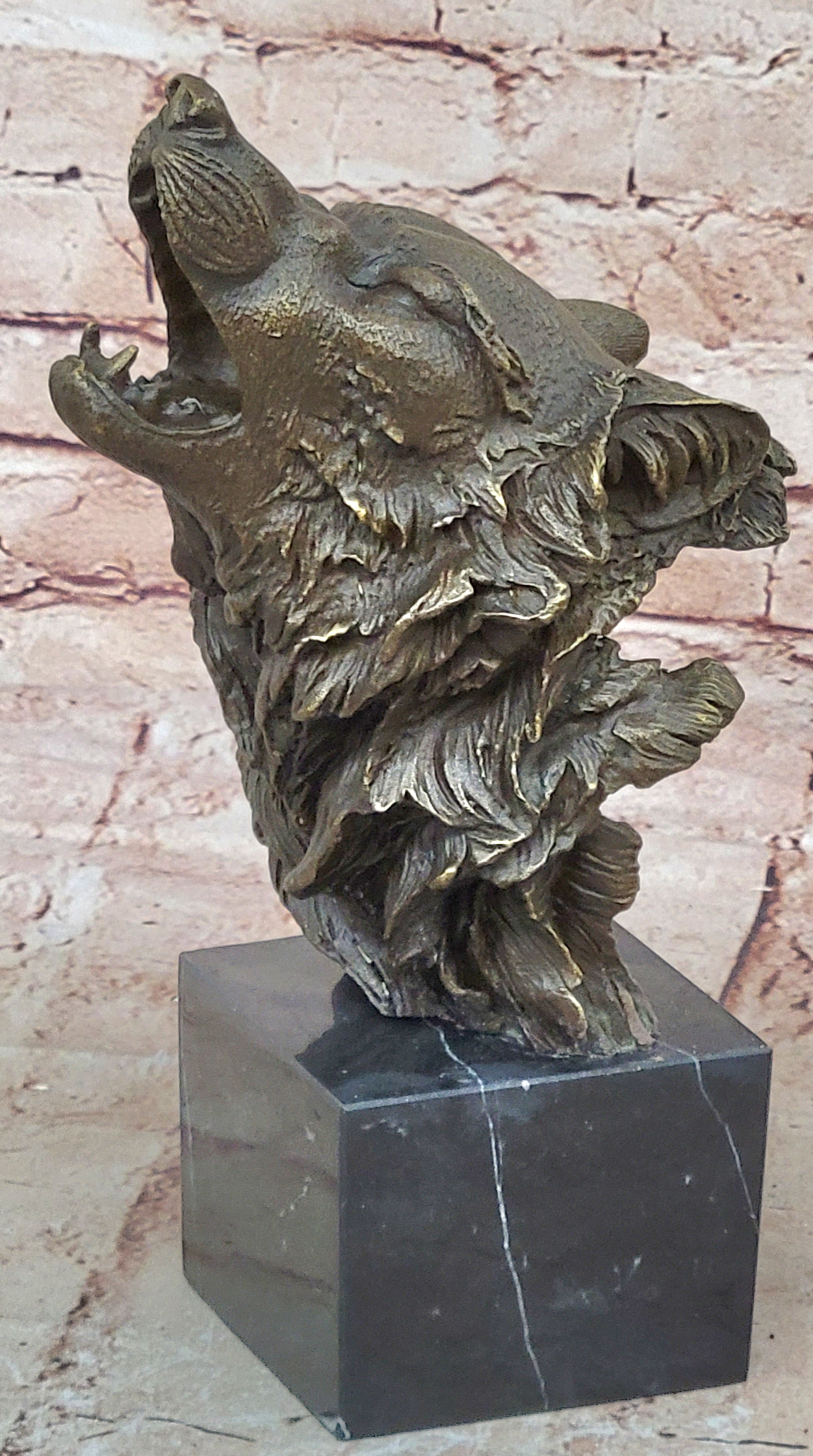 Bronze Sculpture,Hand Made Statue Animal Large Signed Lopez Wolf Art Deco Figure