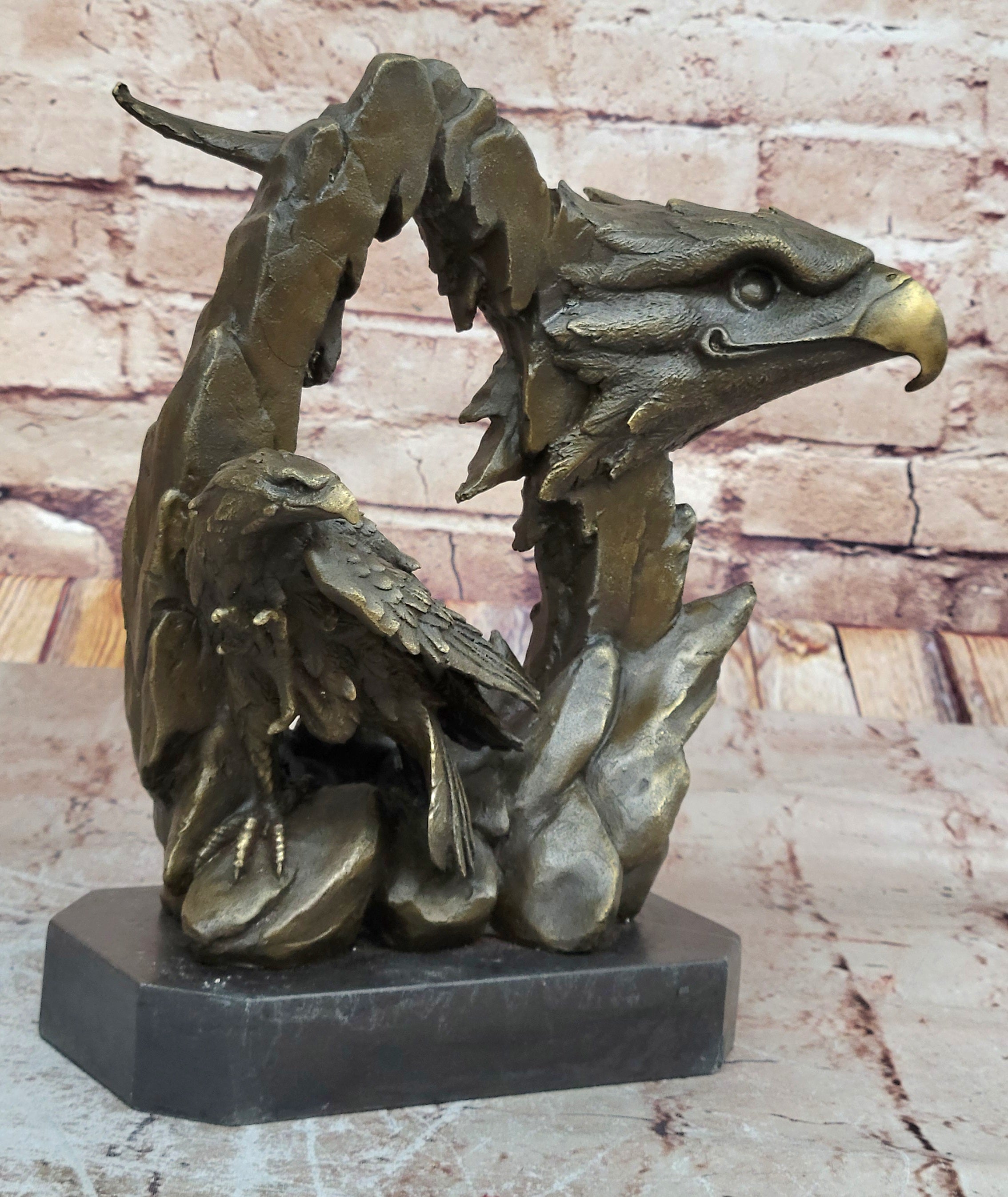 Handcrafted Bronze Bald Eagle Head Bust Sculpture Statue Figurine Wildlife Decor Sale