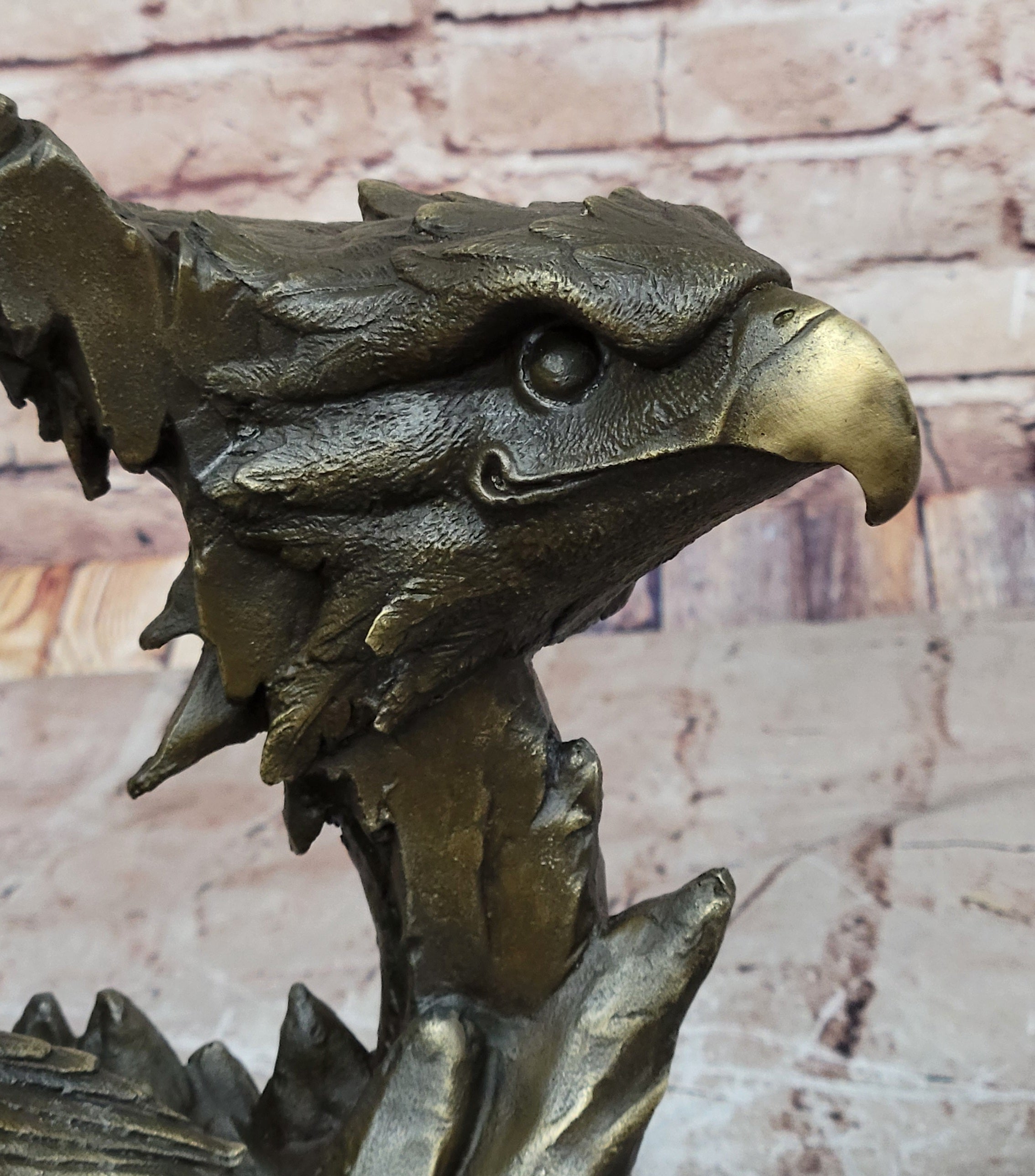 Handcrafted Bronze Bald Eagle Head Bust Sculpture Statue Figurine Wildlife Decor Sale