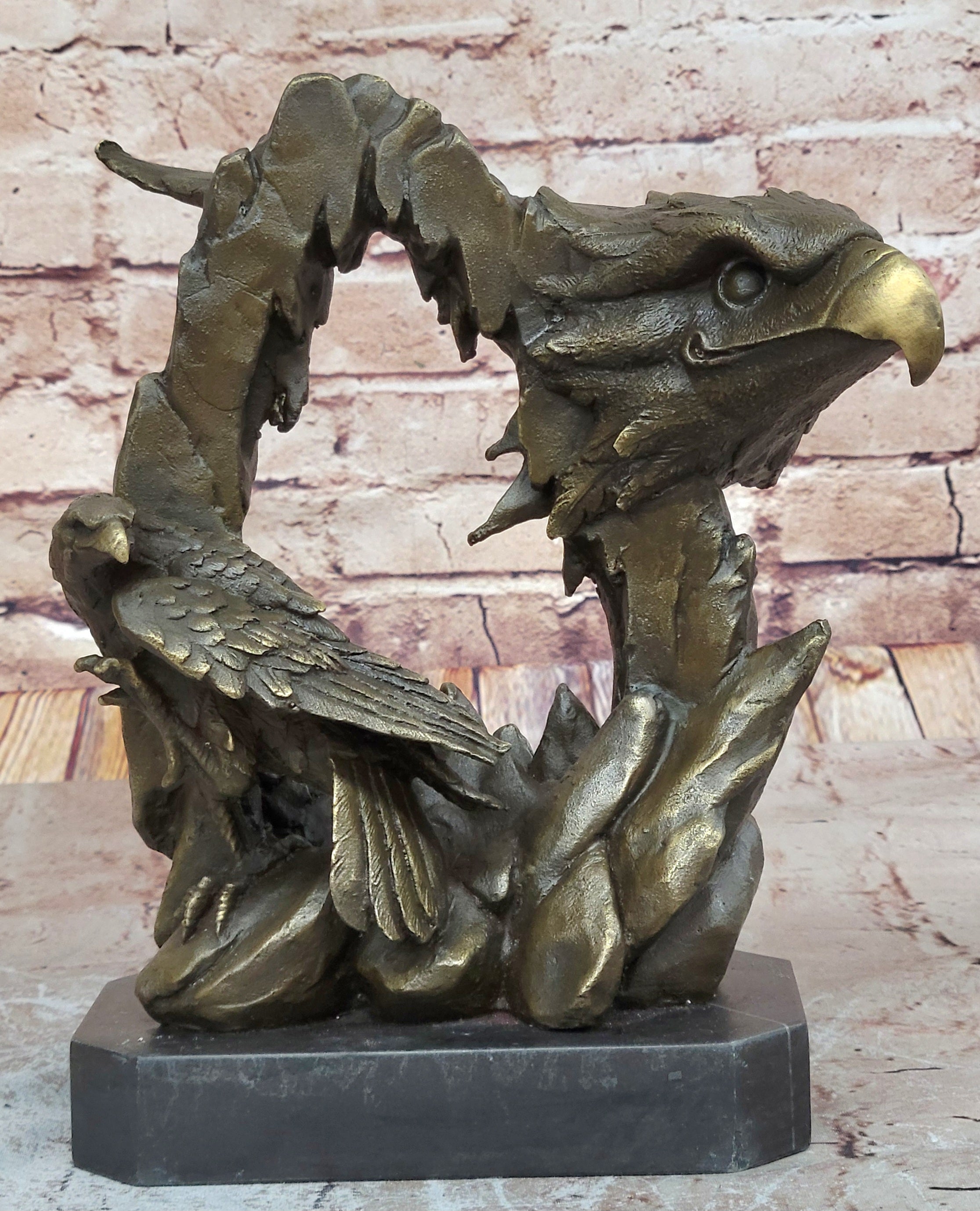 Handcrafted Bronze Bald Eagle Head Bust Sculpture Statue Figurine Wildlife Decor Sale
