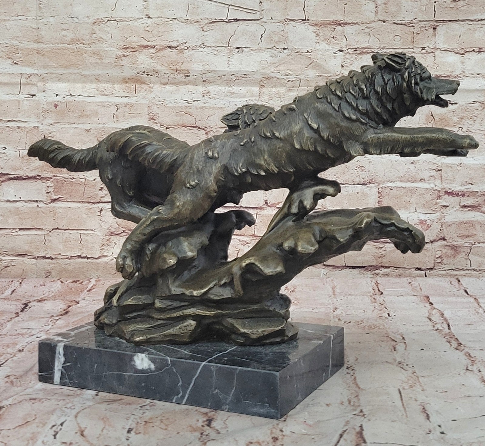 Handcrafted bronze sculpture SALE Run Wolves Wolf Pack Lopez M. Original decore
