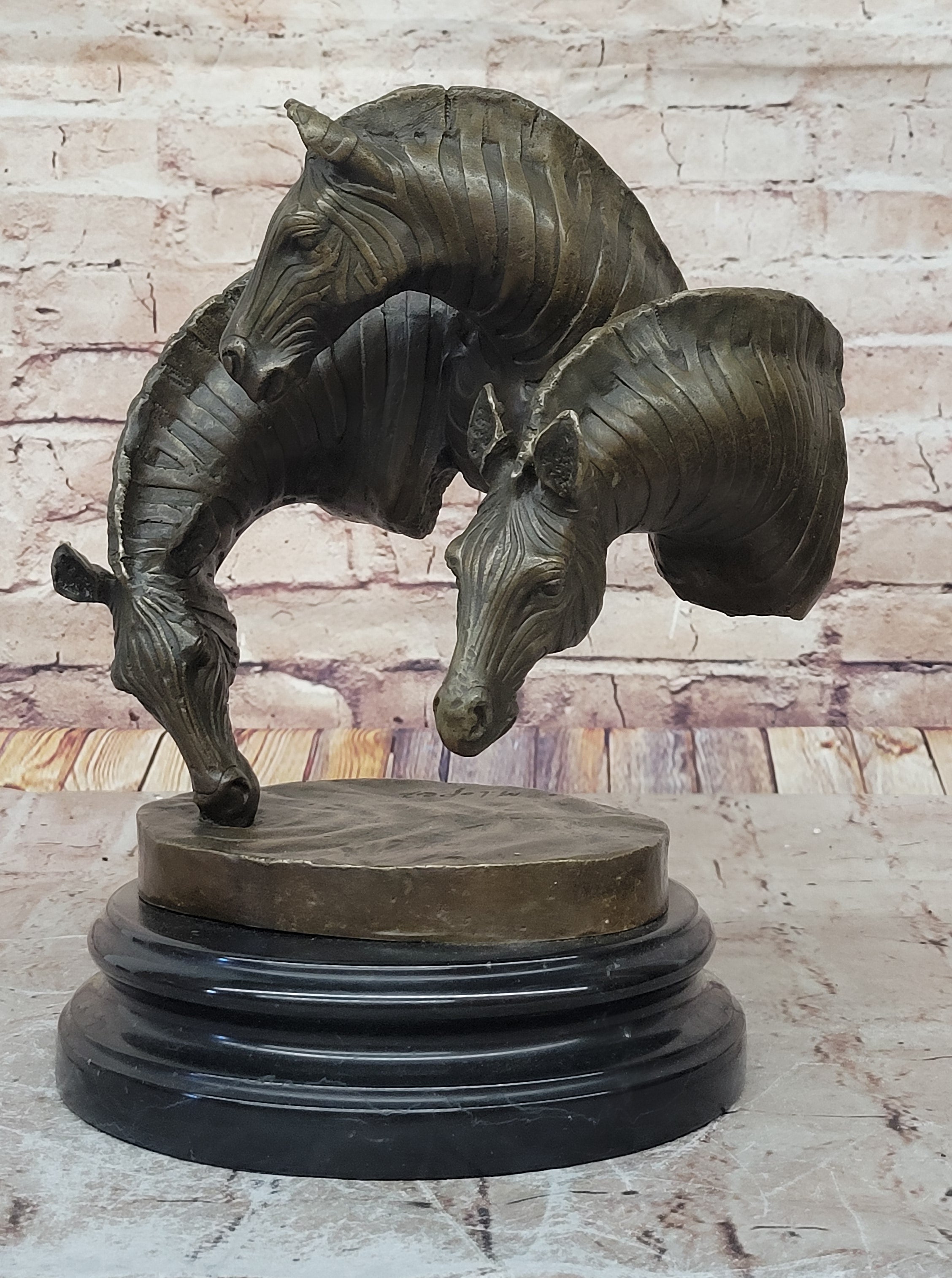 Good design Door to Door High Quality zebra Bronze sculptures Horse Heads Statue