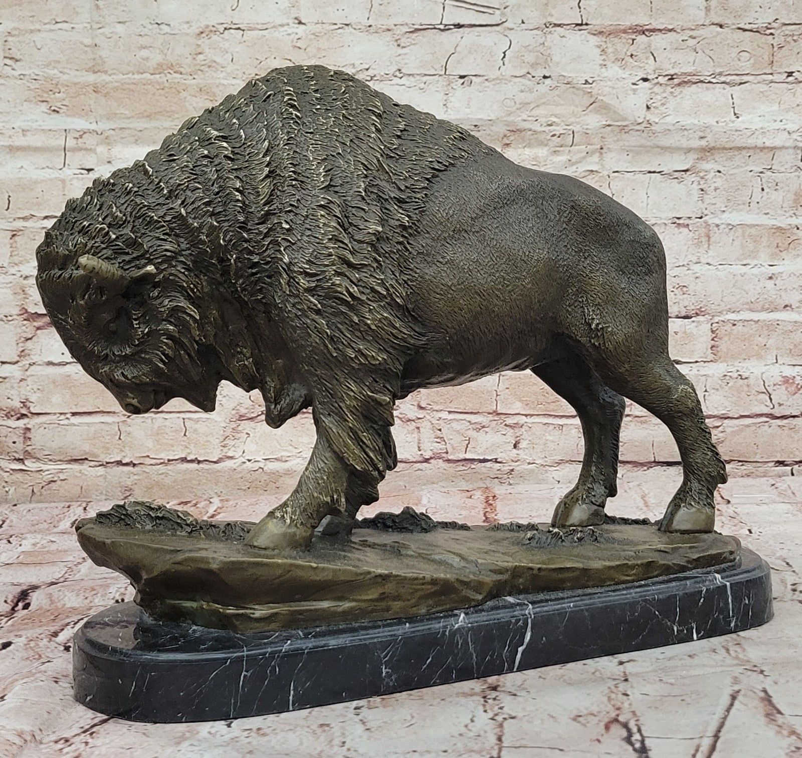 Art Deco Barye American Artist Buffalo Bison Bronze Hot Cast Sculpture Statue
