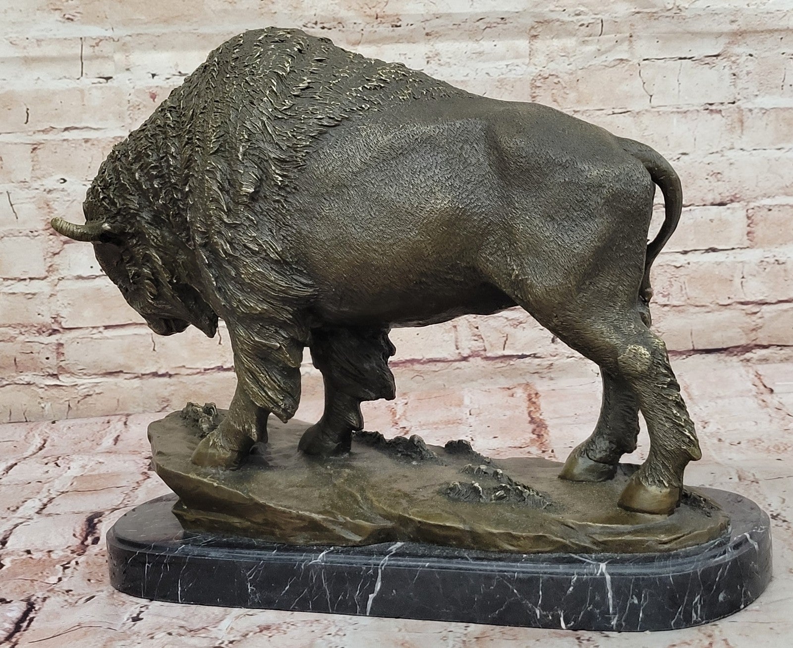 Art Deco Barye American Artist Buffalo Bison Bronze Hot Cast Sculpture Statue