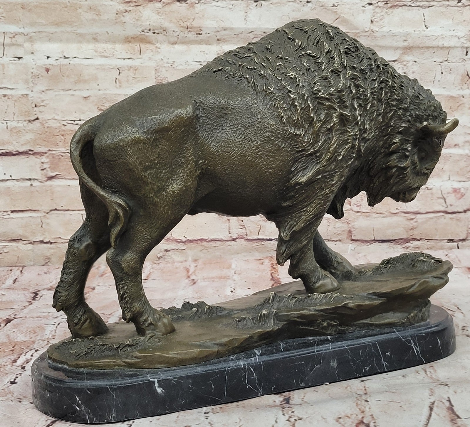 Art Deco Barye American Artist Buffalo Bison Bronze Hot Cast Sculpture Statue