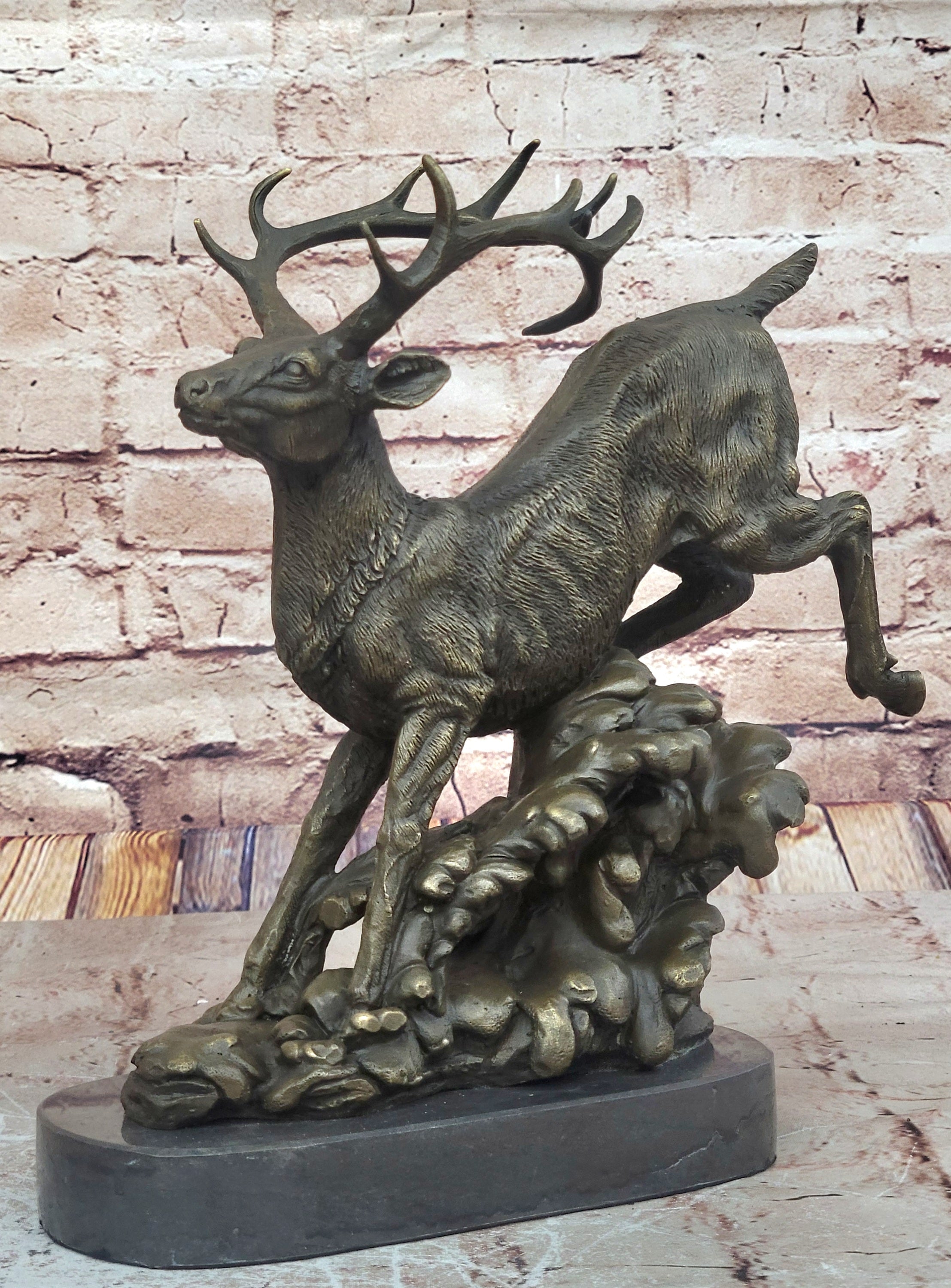 Bugatti Hot Cast Stag Buck Deer Cabin Lodge Decor Bronze Sculpture Figurine Sale