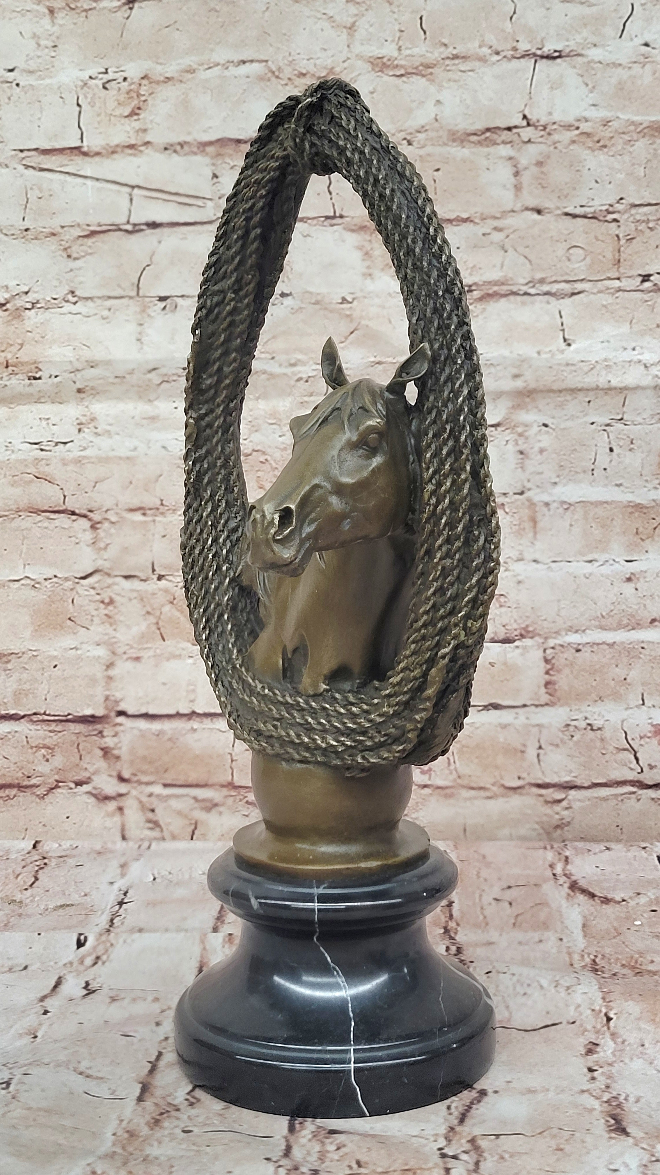 Handcrafted bronze sculpture SALE Base Marble Bust Lover Horse Trophy Deco Art