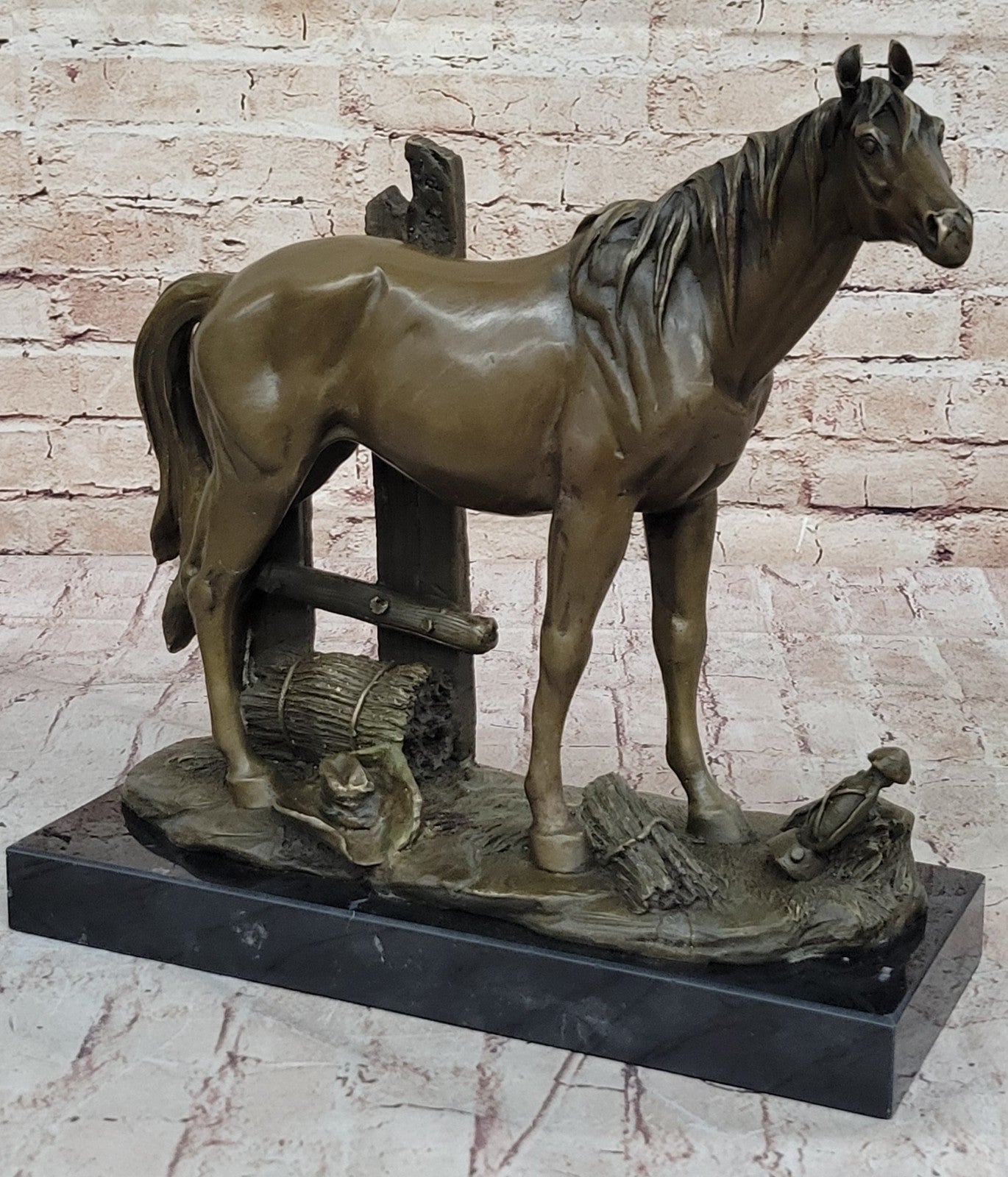 Art Deco Western Art Work Horse Bronze Sculpture Farm Cabin Decoration Figurine