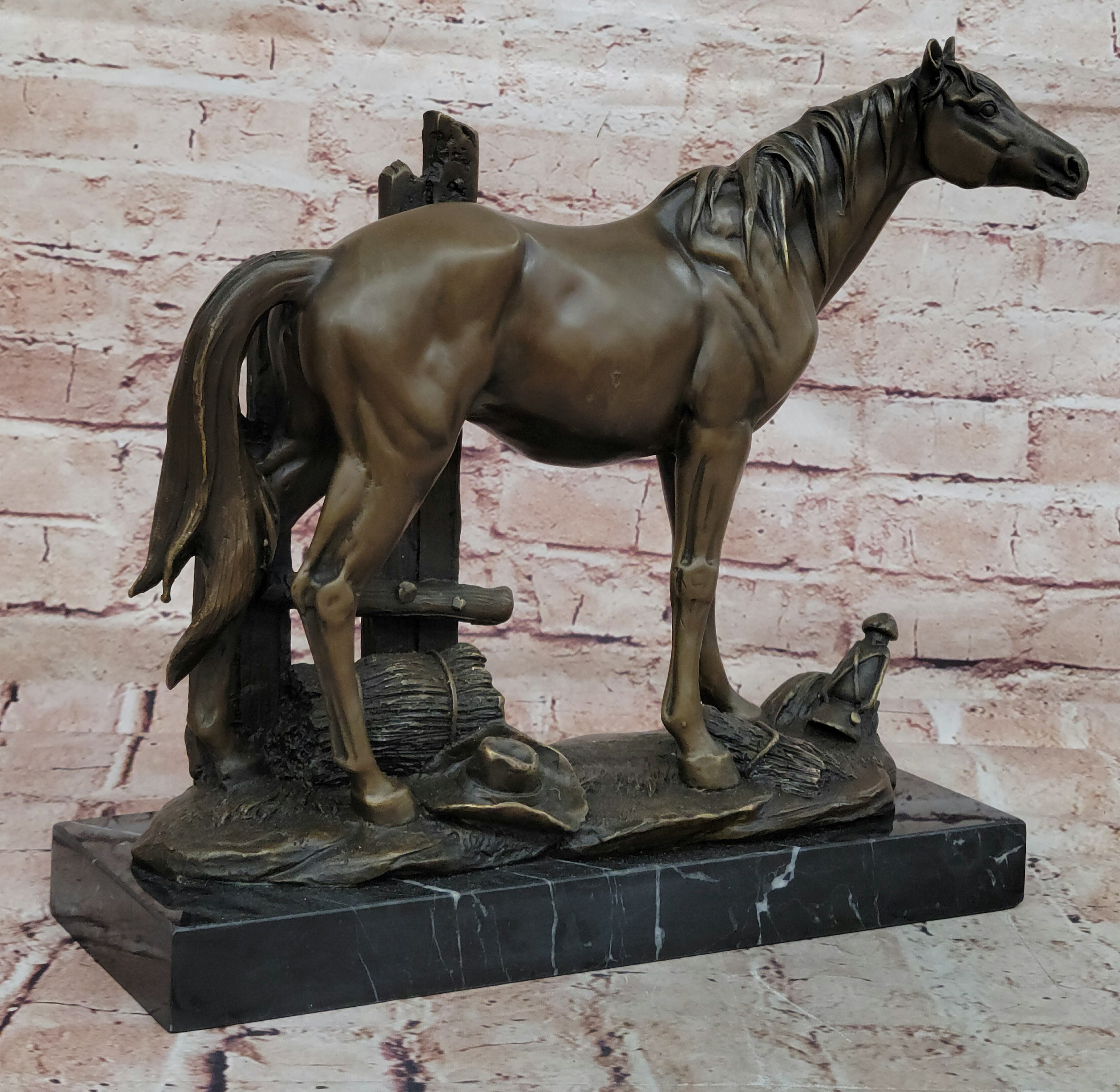 Art Deco Western Art Work Horse Bronze Sculpture Farm Cabin Decoration Figurine