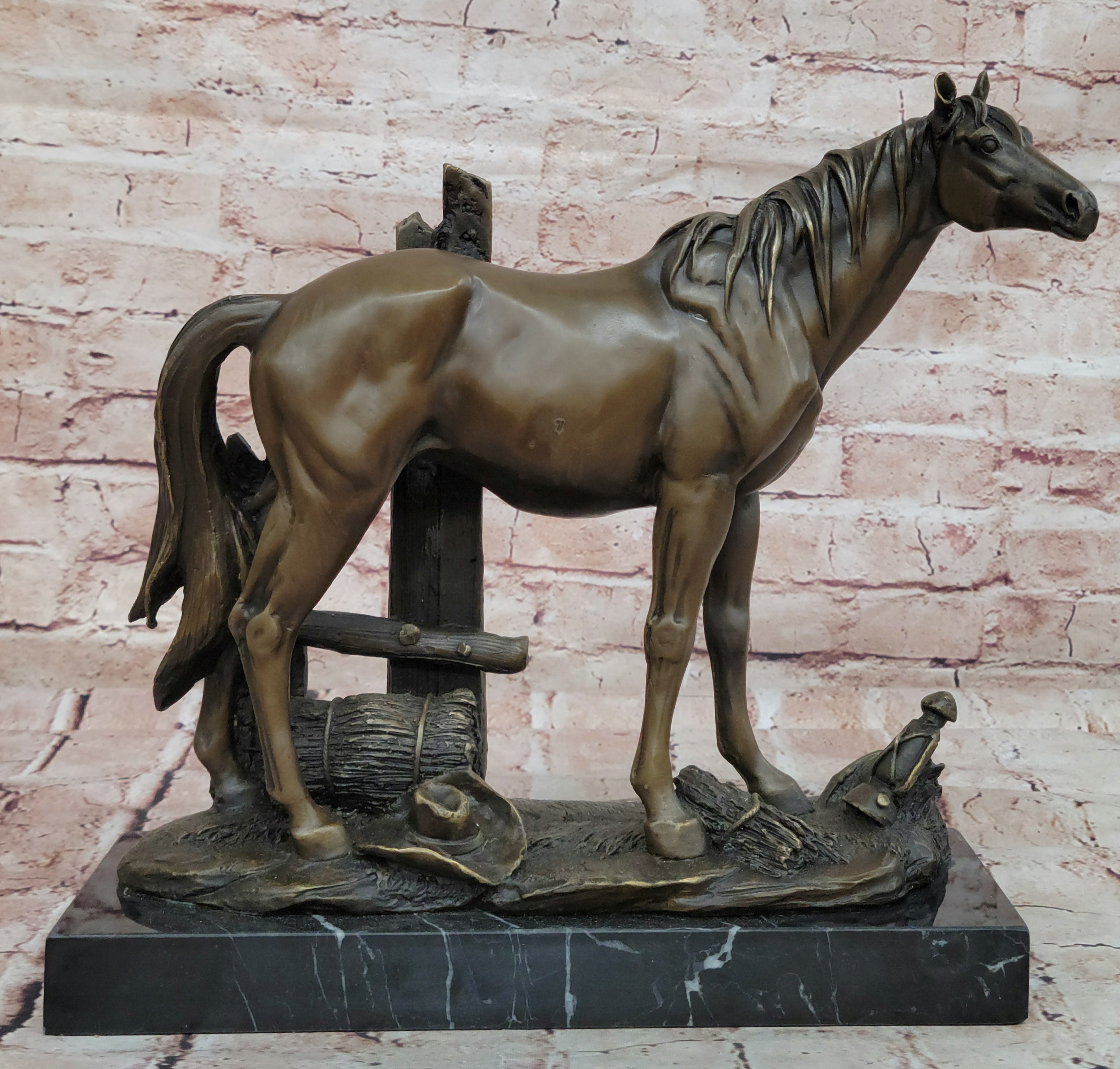 Art Deco Western Art Work Horse Bronze Sculpture Farm Cabin Decoration Figurine