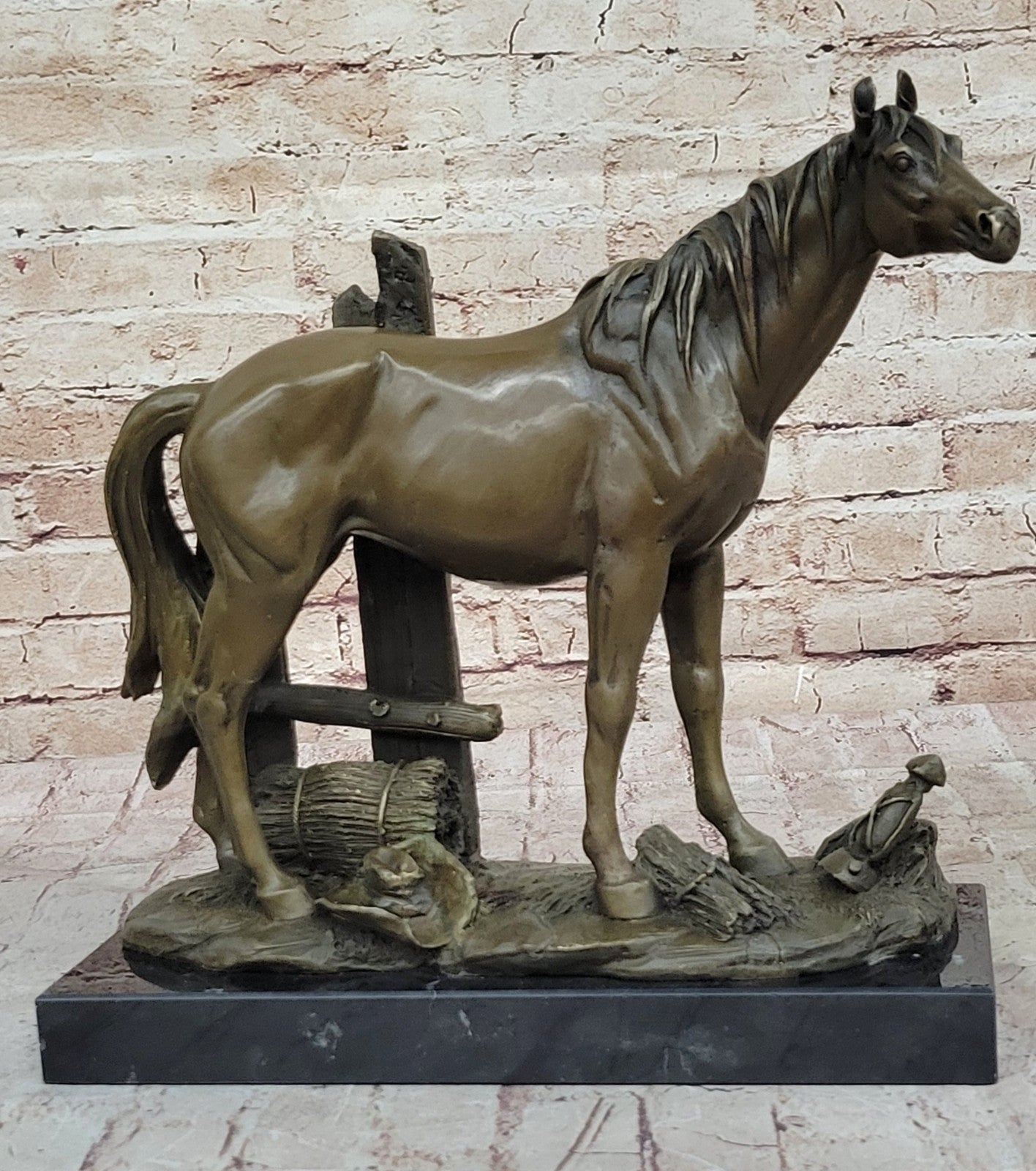 Art Deco Western Art Work Horse Bronze Sculpture Farm Cabin Decoration Figurine