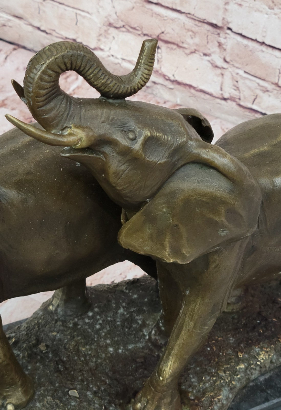 Bronze Sculpture 2 Elephant Hot Cast Hand Crafted 35 LBS Statue Figurine