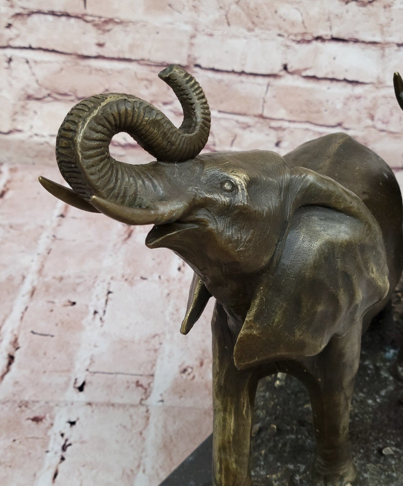 Bronze Sculpture 2 Elephant Hot Cast Hand Crafted 35 LBS Statue Figurine