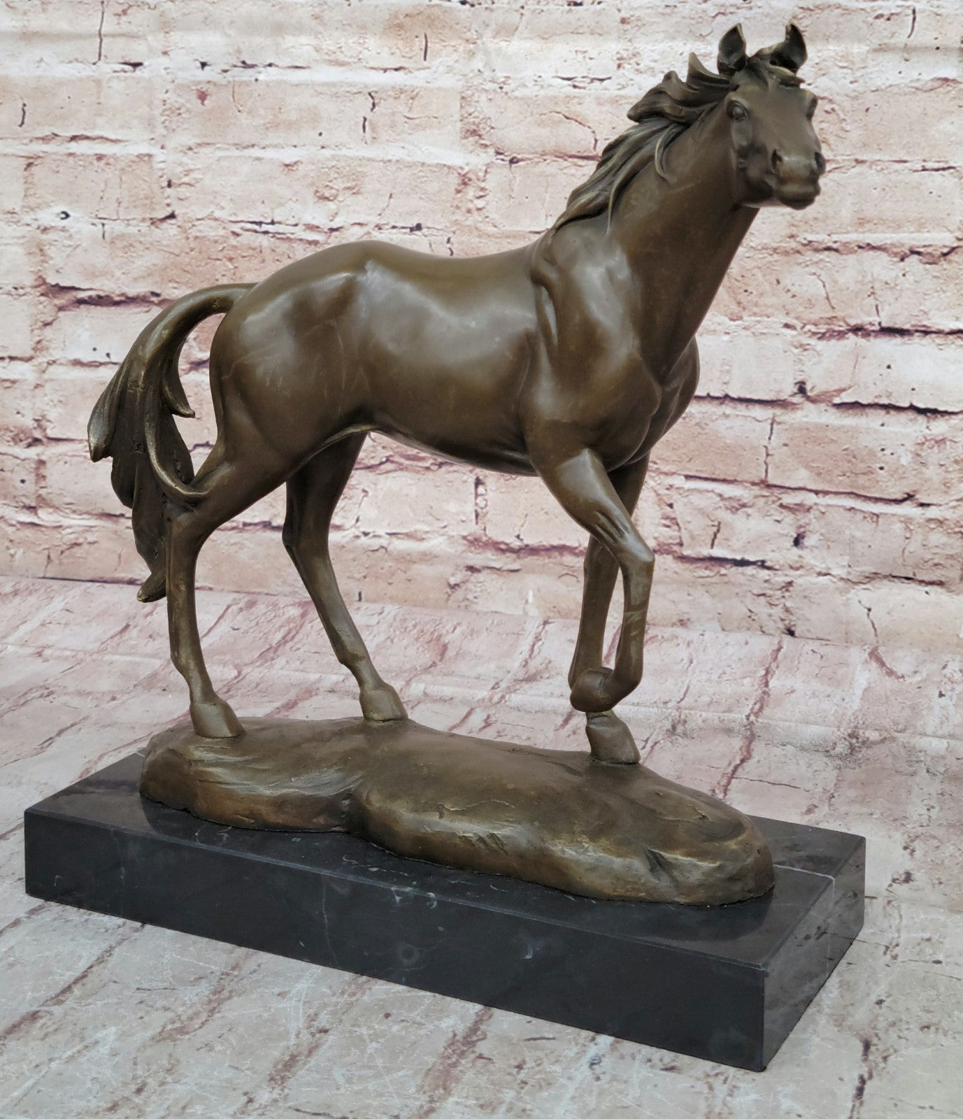 BRONZE STATUE SIGNED WILLIAMS WILD RACING STALLION HORSE SCULPTURE FIGURINE ART