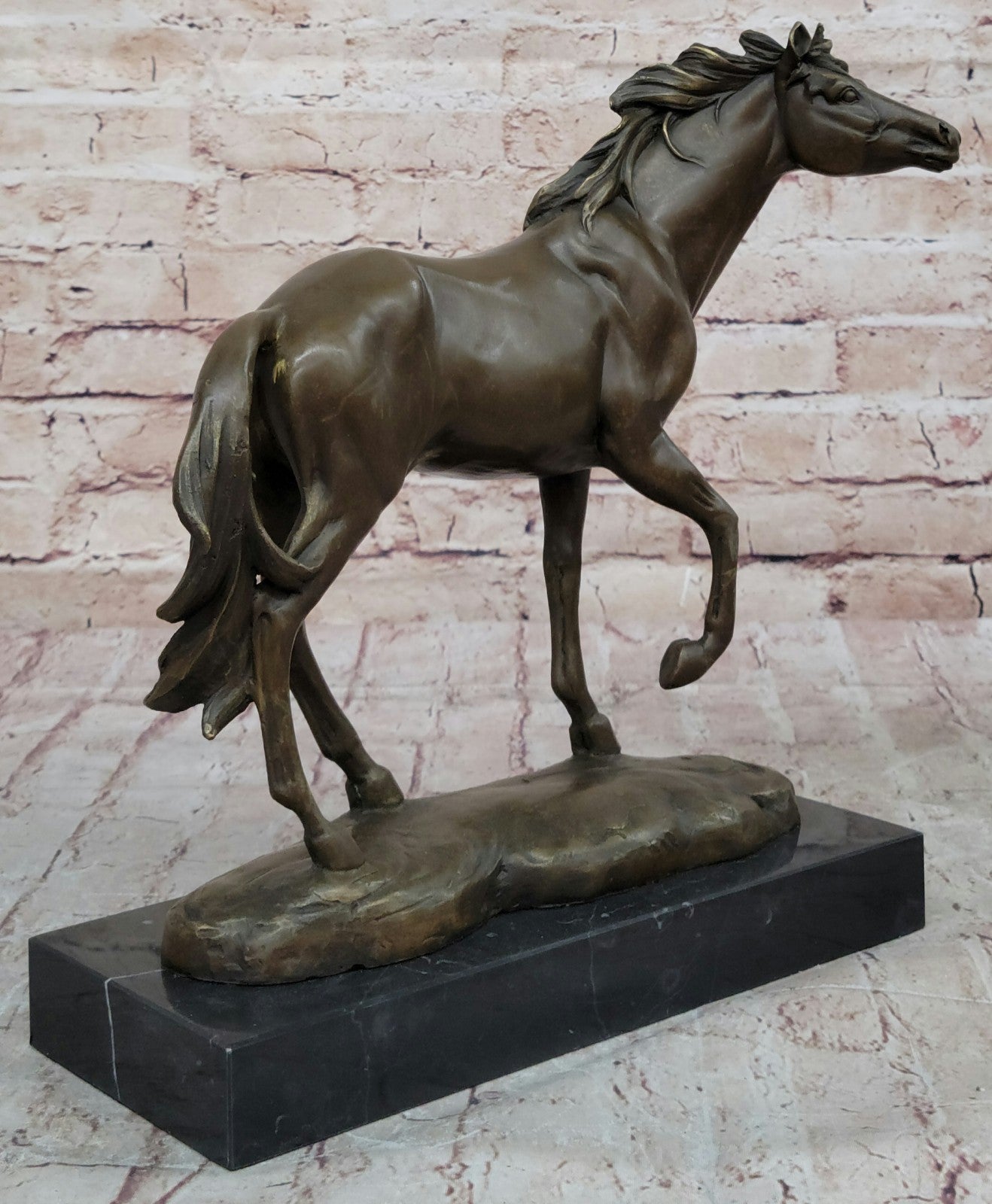 BRONZE STATUE SIGNED WILLIAMS WILD RACING STALLION HORSE SCULPTURE FIGURINE ART