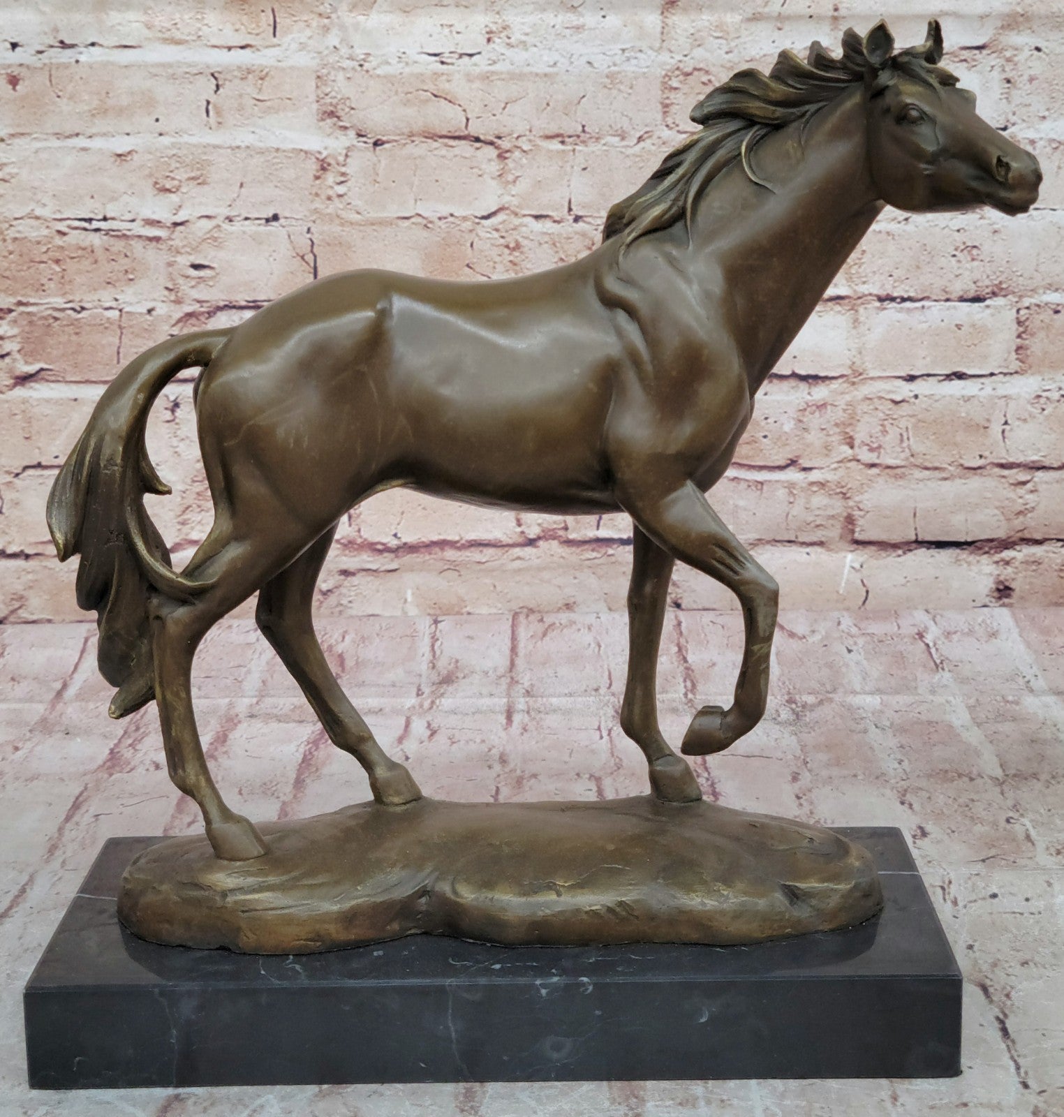 BRONZE STATUE SIGNED WILLIAMS WILD RACING STALLION HORSE SCULPTURE FIGURINE ART