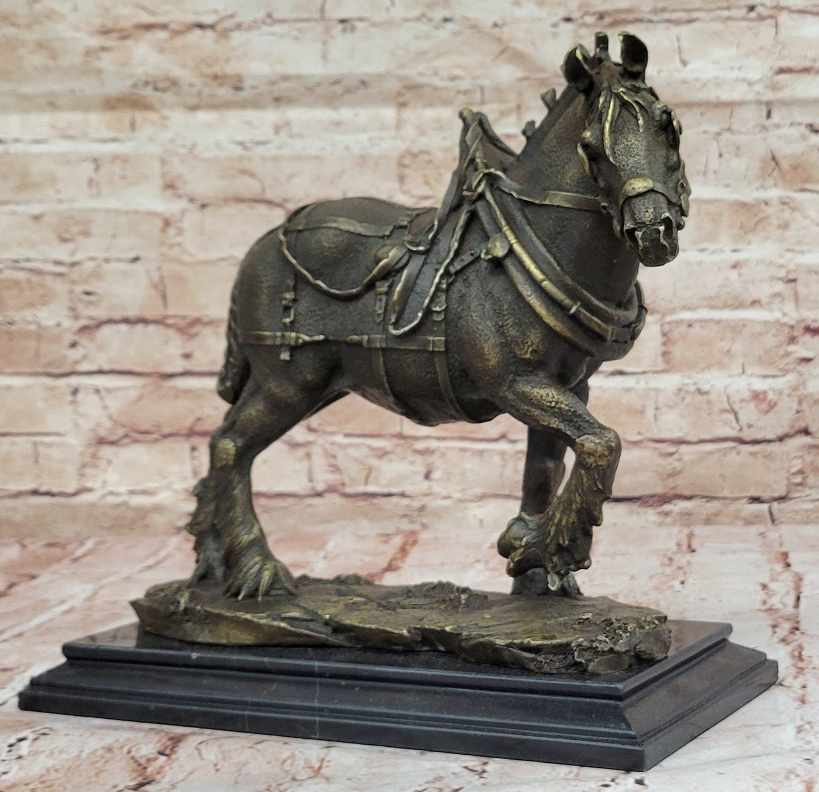 Hot Cast Genuine Solid Bronze Monumental Clydesdale Horse Home Decoration
