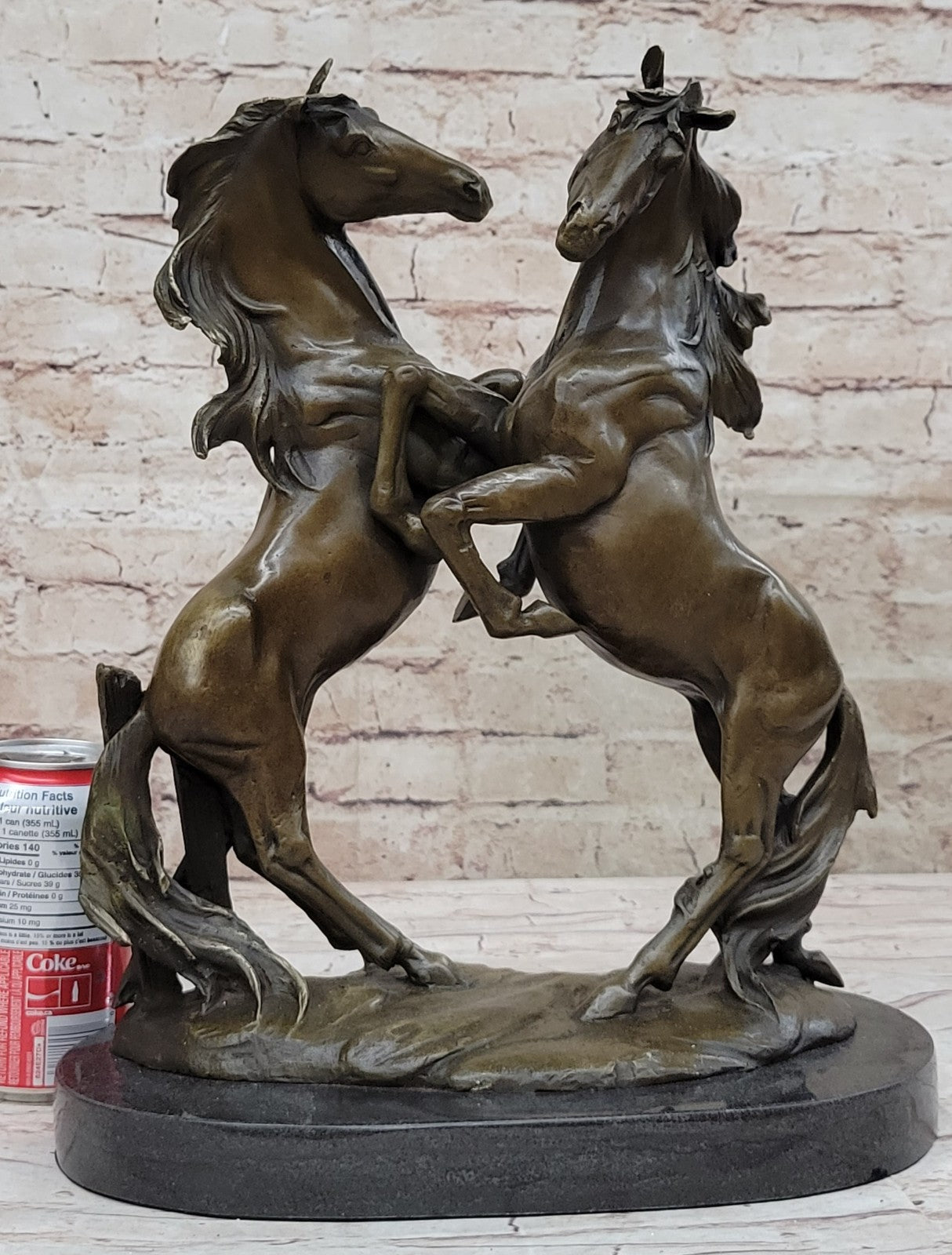 Western Art Two Extra Large Horse Stallion Brattling it Out Bronze Sculpture Fig