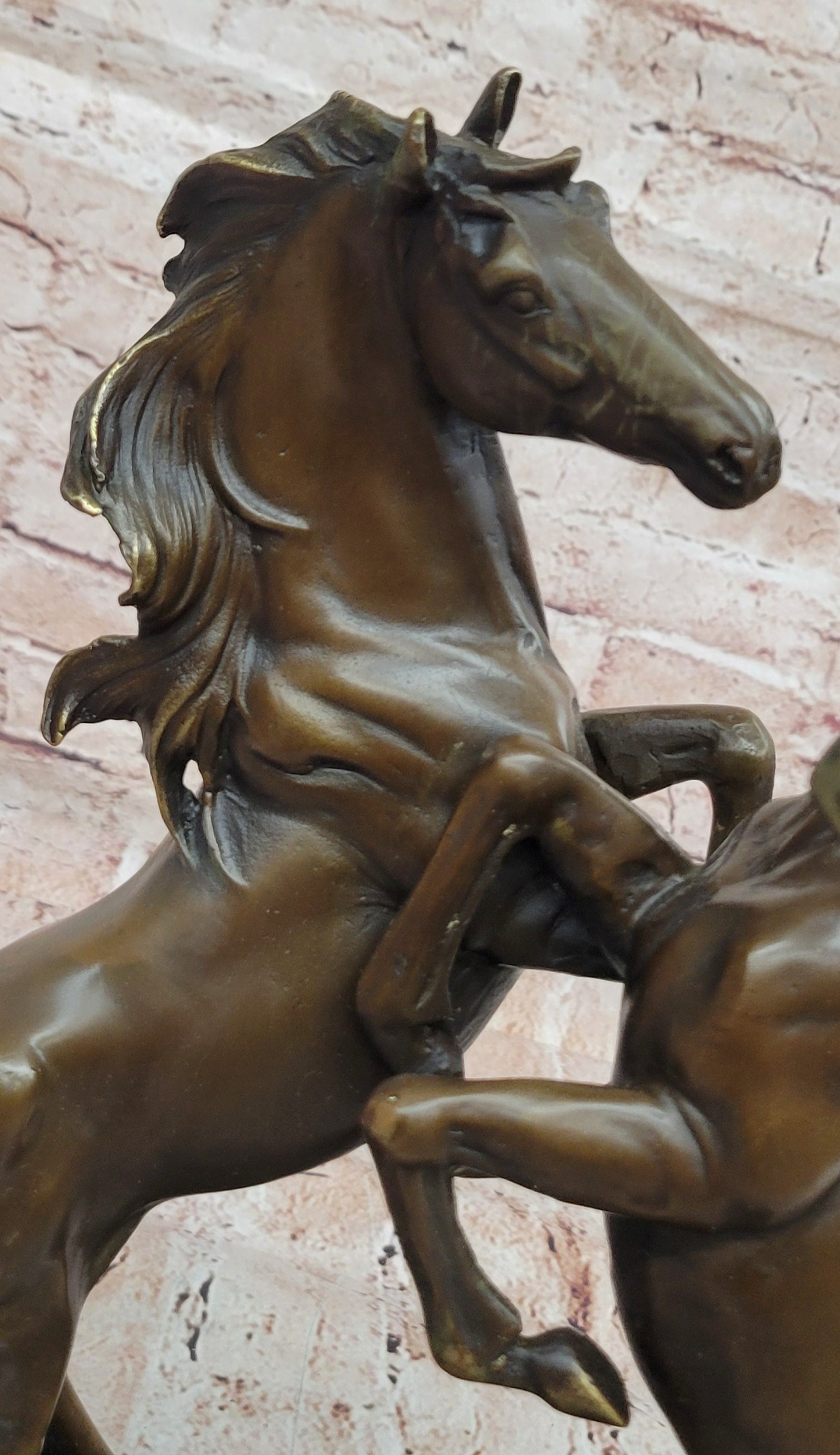 Western Art Two Extra Large Horse Stallion Brattling it Out Bronze Sculpture Fig