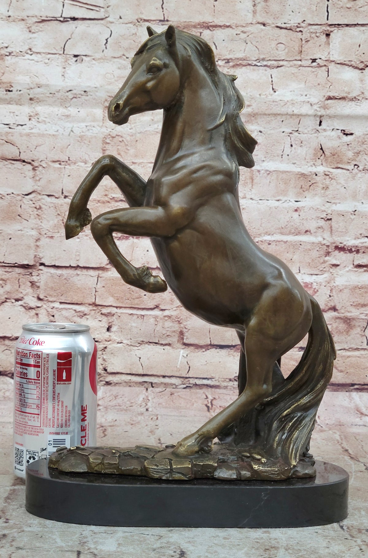 Striking Rearing Horse Bronze Sculpture Figurine Arabian Stallion Decor