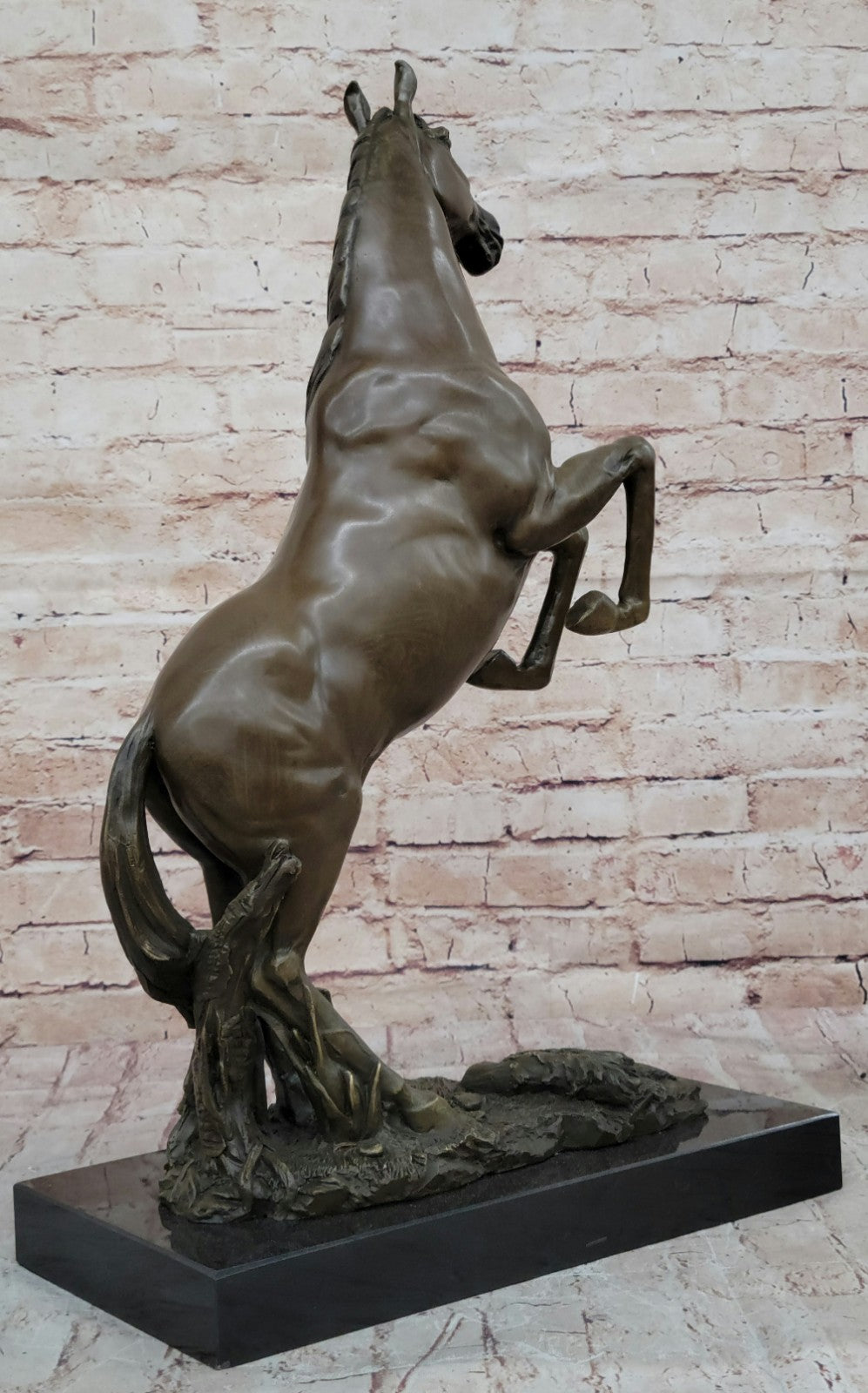 Rearing Horse Man Trainer Equestrian Artwork Bronze Marble Statue Sculpture Gift