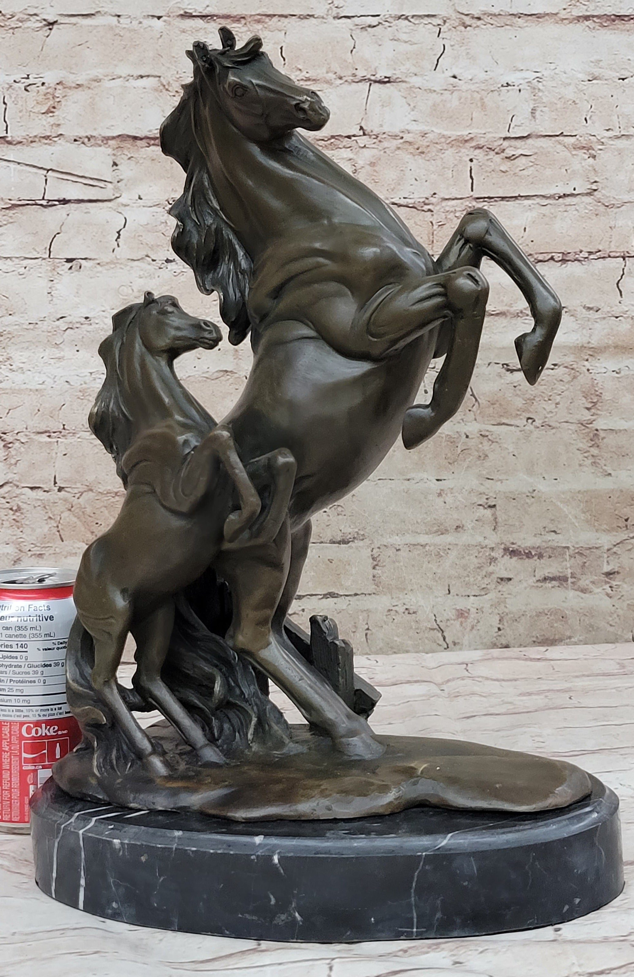 HORSES REARING BRONZE COLLECTABLE FIGURINE BEAUTIFUL AND MAJESTIC STATUE 
