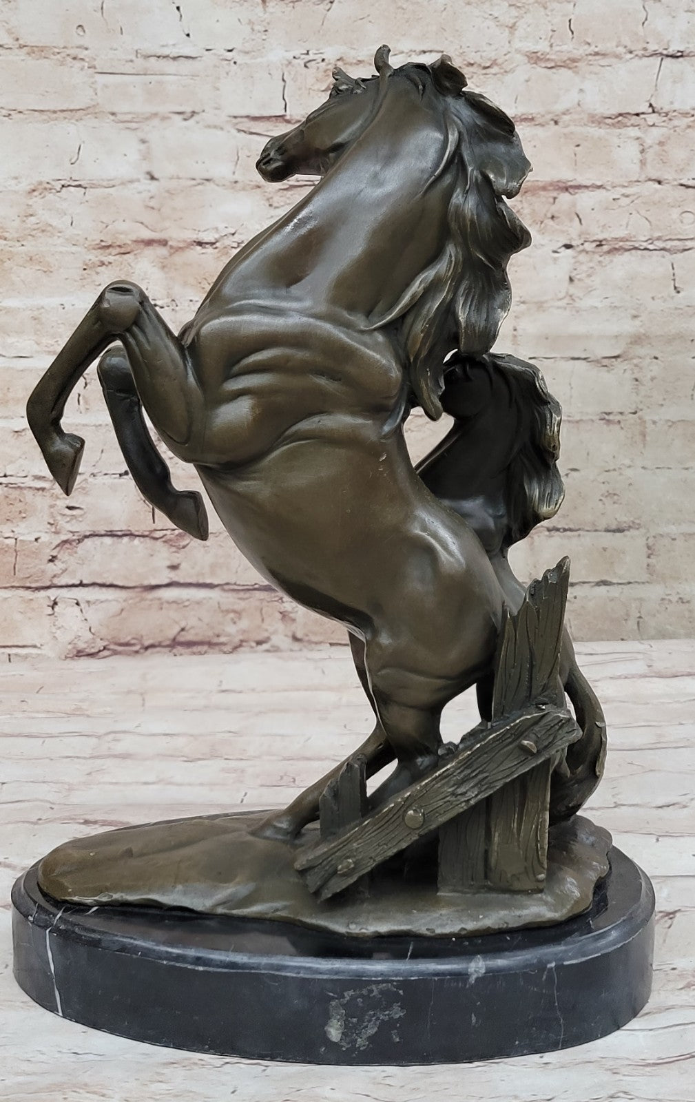 HORSES REARING BRONZE COLLECTABLE FIGURINE BEAUTIFUL AND MAJESTIC STATUE 