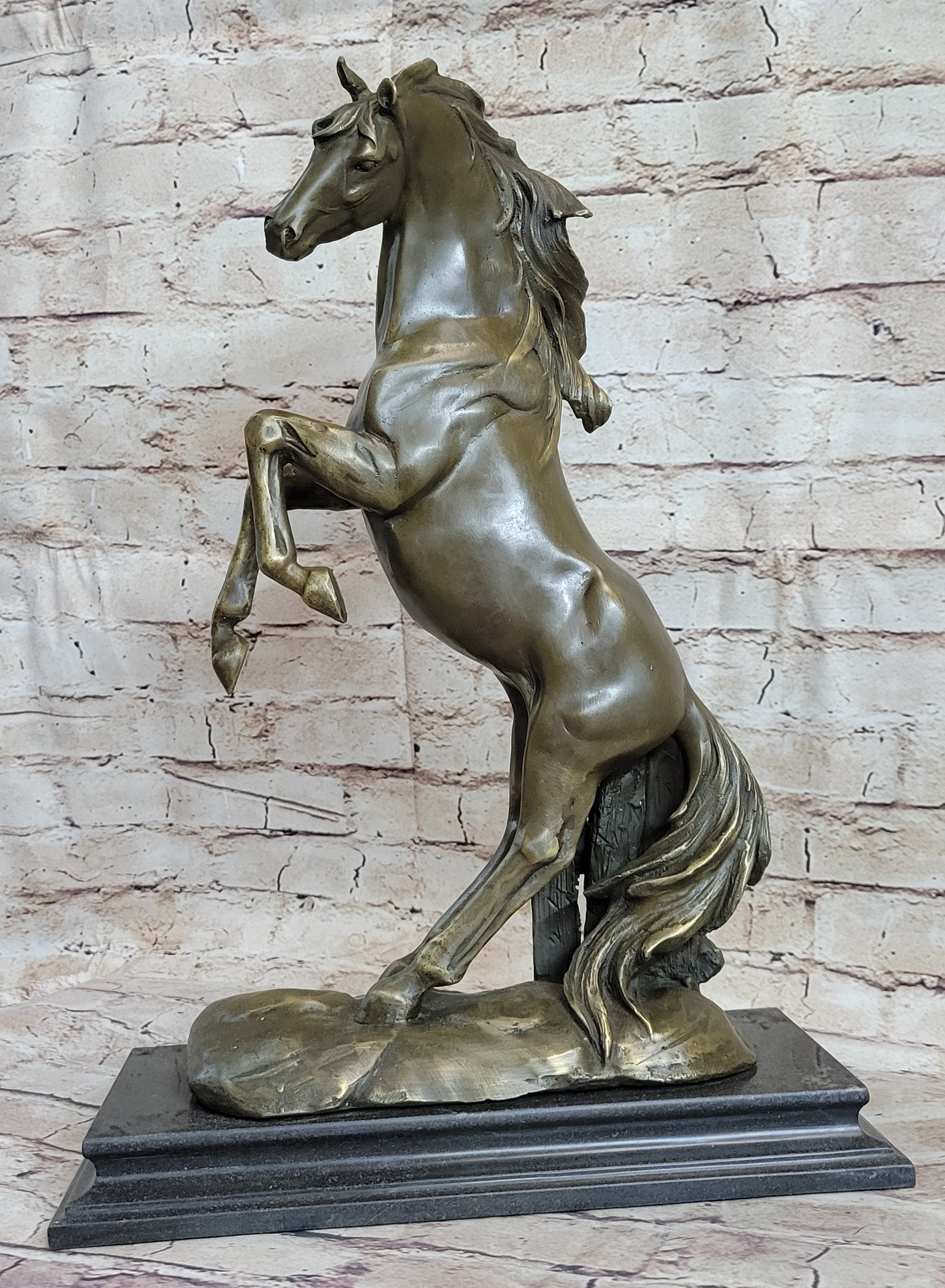 Massive Original Lopez Rearing Arabian Horse Wild Bronze Sculpture Statue Gift