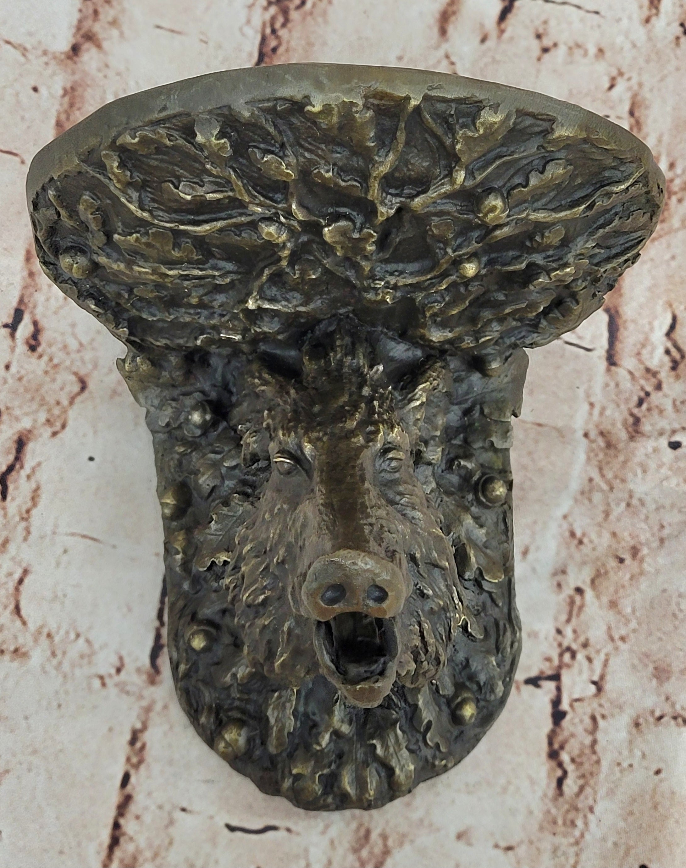 Wild Boar Head Wall Mount Bronze Copper Sculpture