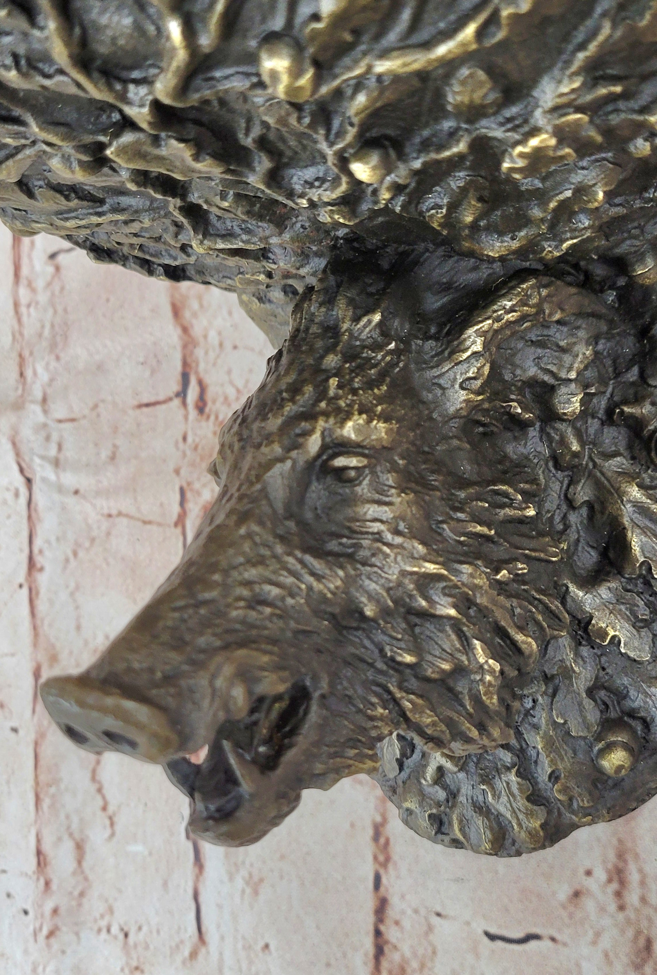Wild Boar Head Wall Mount Bronze Copper Sculpture