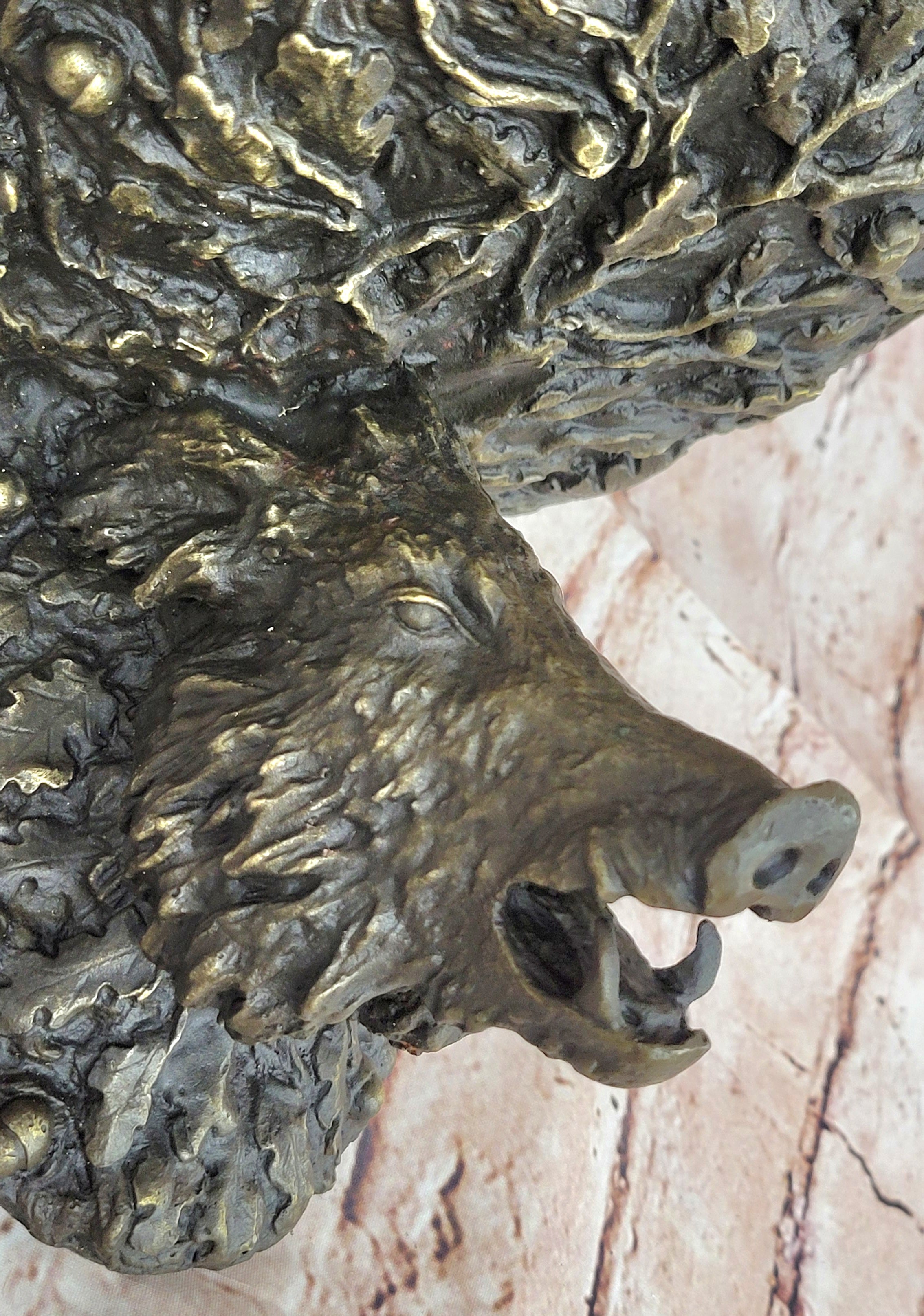 Wild Boar Head Wall Mount Bronze Copper Sculpture