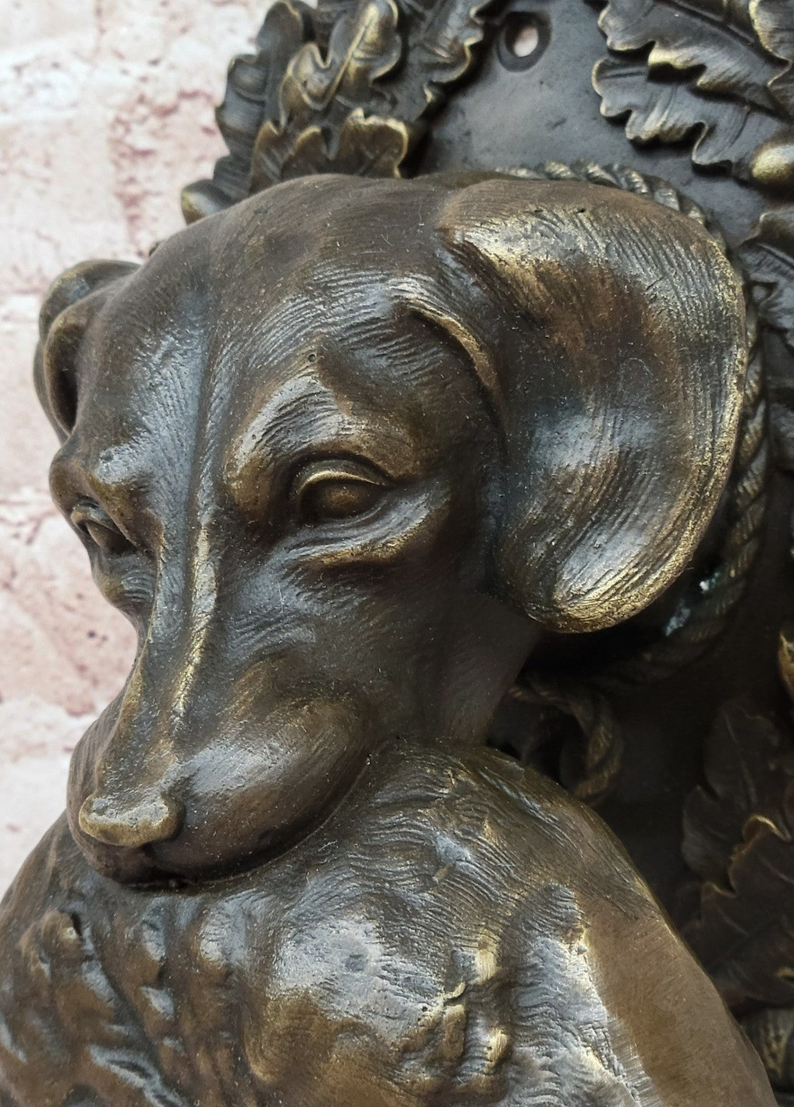 Bronze Sculpture Art Deco Cute Dog Hunting Rabbit Home Cabin Office Decor Figure