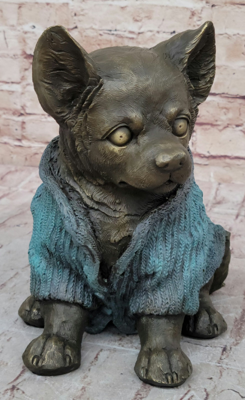 Art Deco Hot Cast Handcrafted Bronze Longcoat chihuahua Dog Animal Sculpture Sale