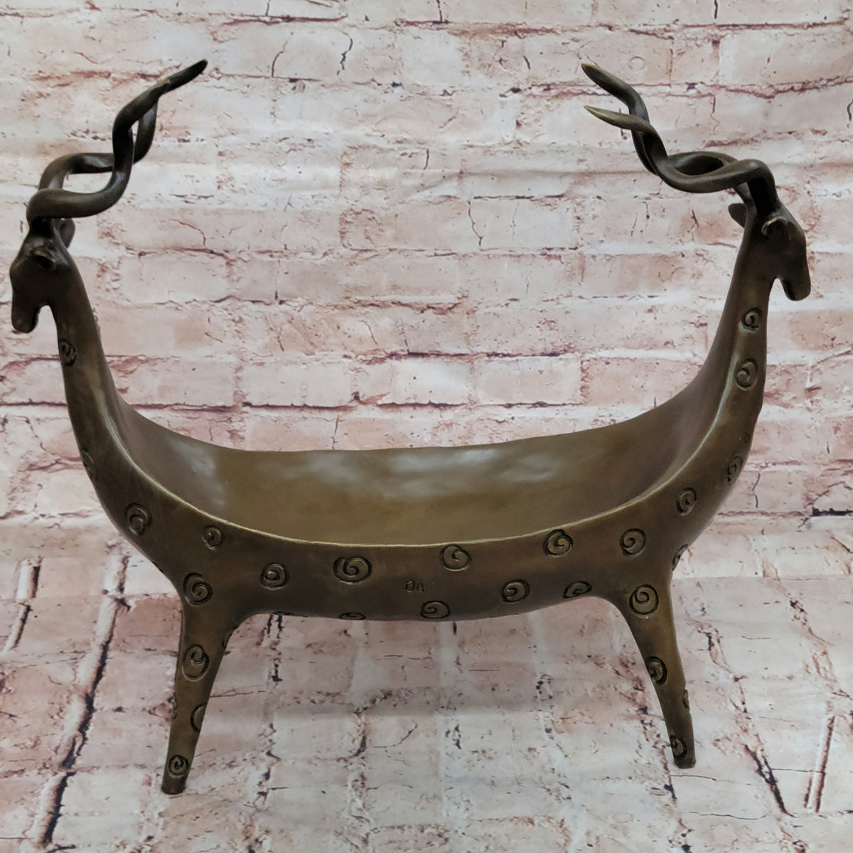 Home Office Vase Planter Rams Bronze Figurine Anniversary Gift Deal Art Deco LRG