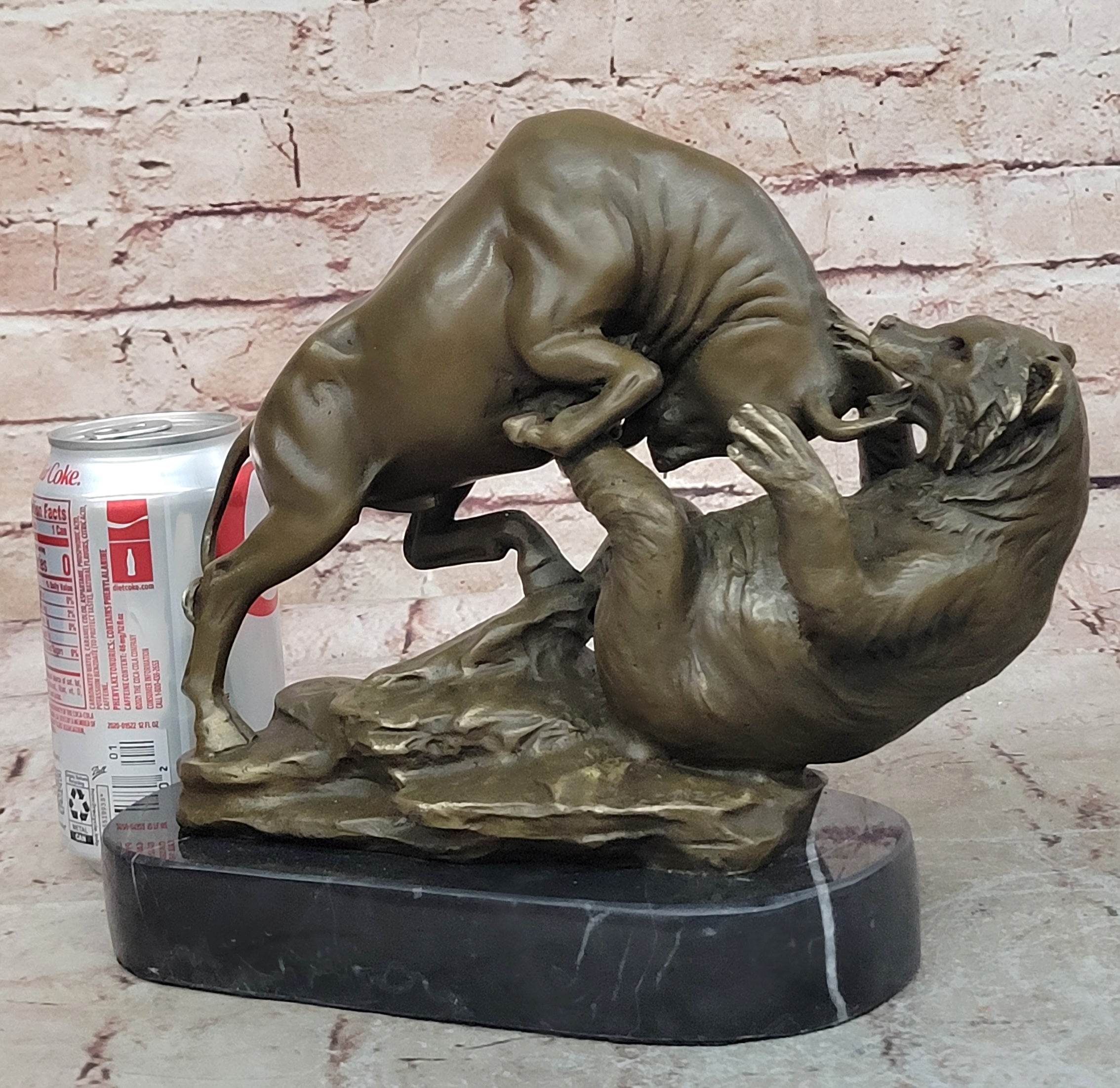 Handcrafted bronze sculpture SALE Bas Marble Bear Vs Bull Market Stock Cast Hot