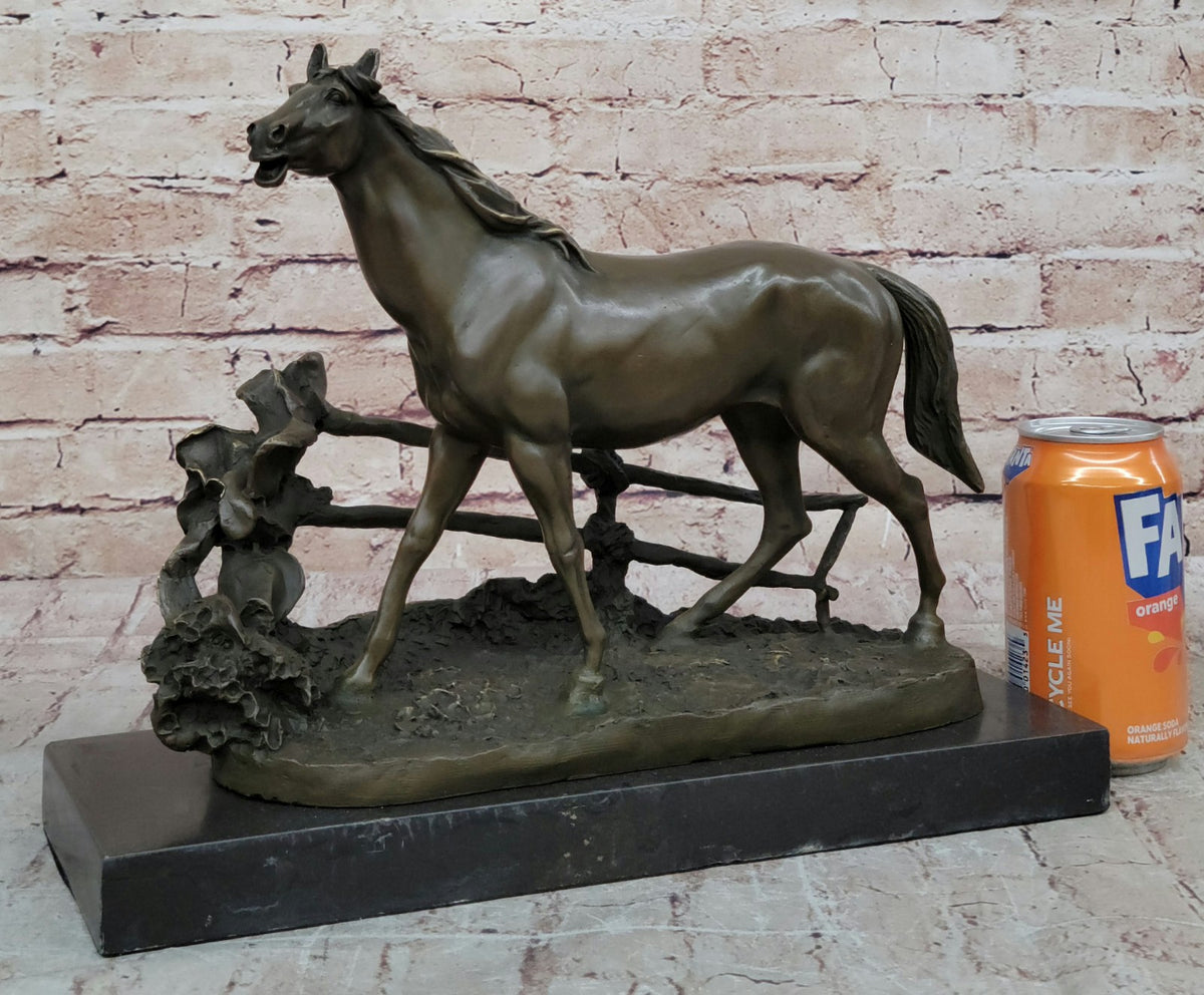 Handmade bronze sculpture Signed P.J Mene Loving Horse Marble Base Figurine Sale