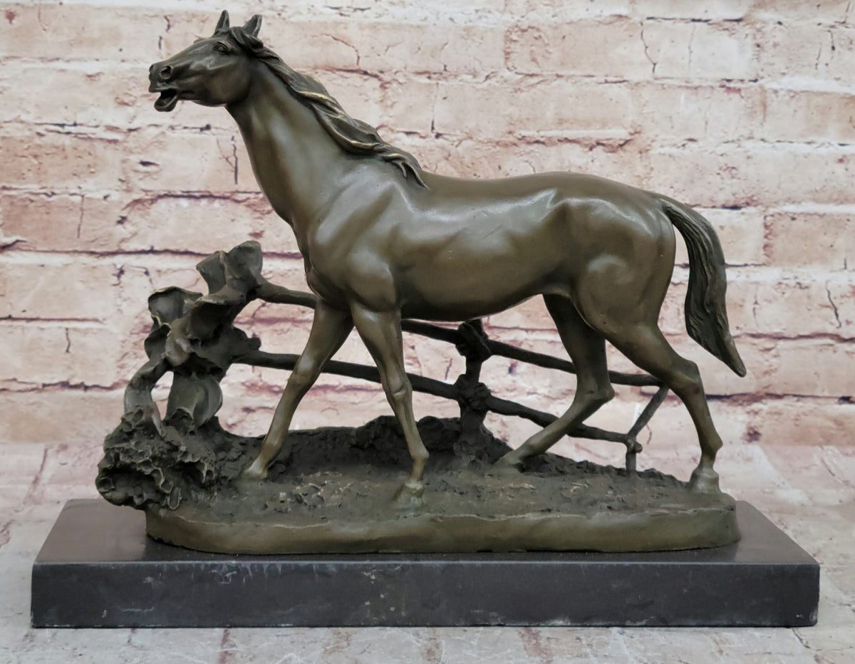 Handmade bronze sculpture Signed P.J Mene Loving Horse Marble Base Figurine Sale
