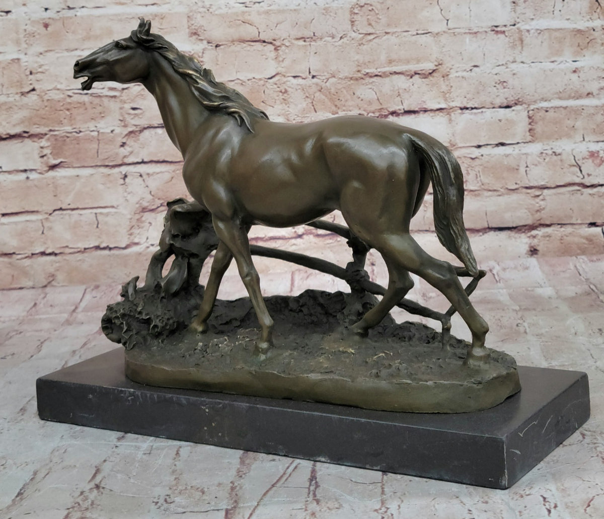 Handmade bronze sculpture Signed P.J Mene Loving Horse Marble Base Figurine Sale