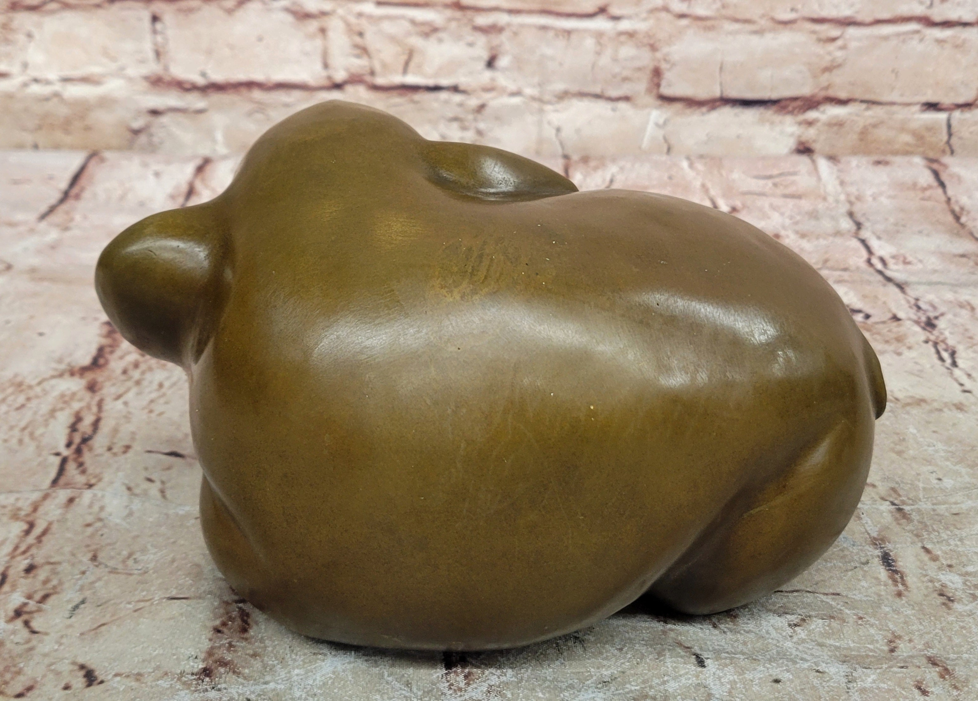 Chubby Heavy Pig Bronze Statue Signed Williams Handmade Animal Sculpture