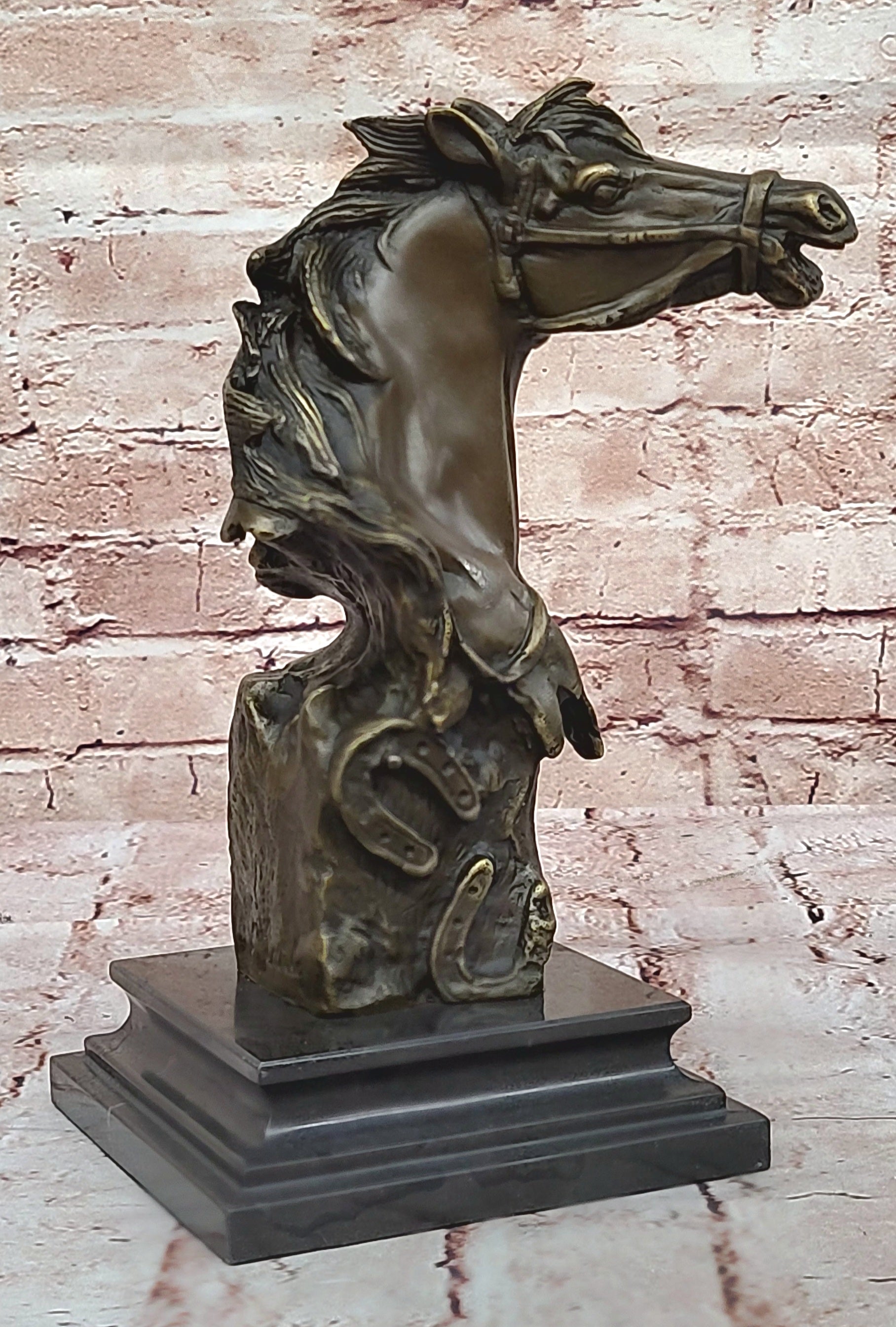 Original Milo Gorgeous Bust Horse Head Bronze Figure Sculpture Art Figurine