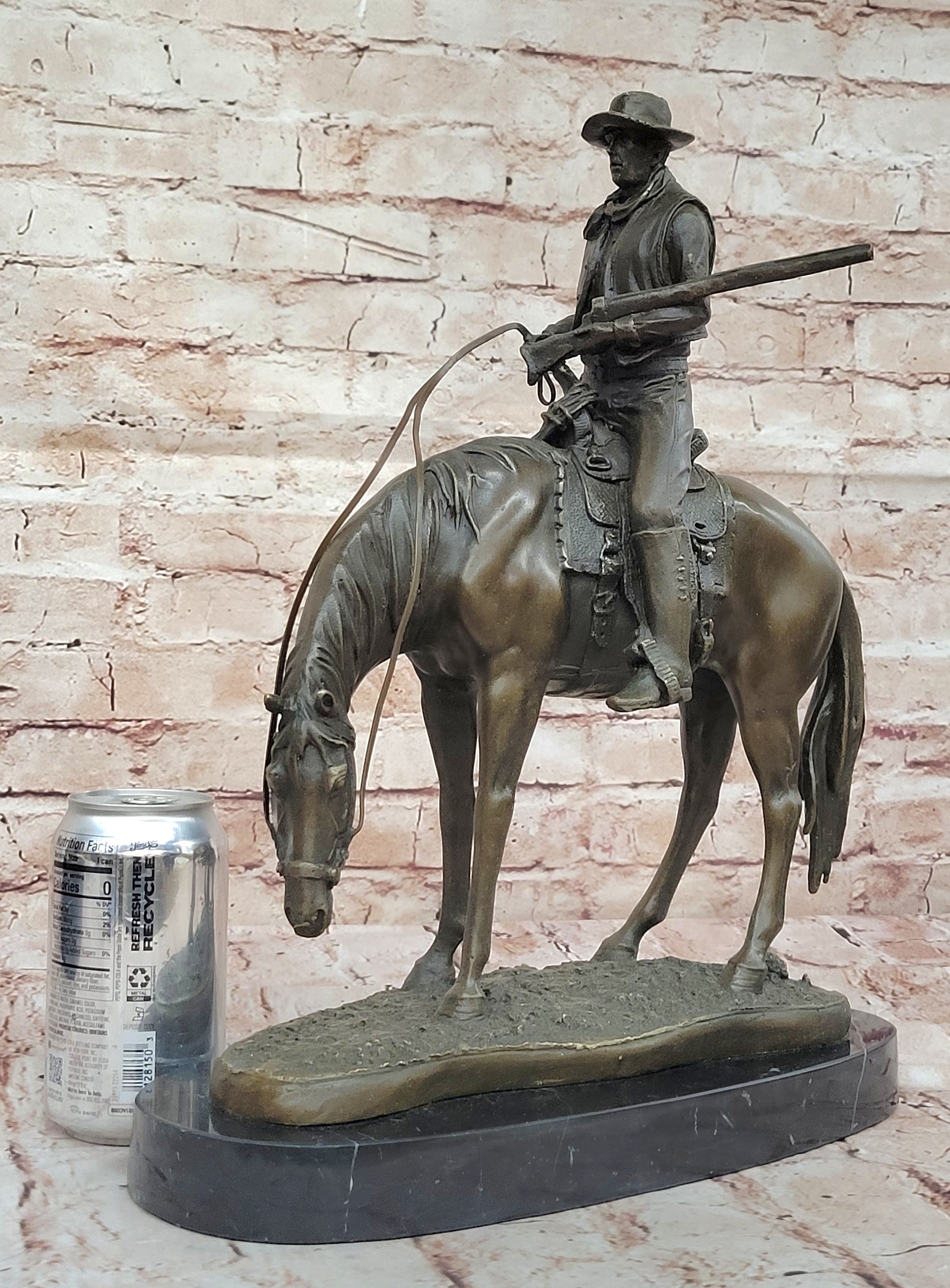 Handcrafted Museum Quality Classic Western Old West Cowboy Riding Horse Bronze S