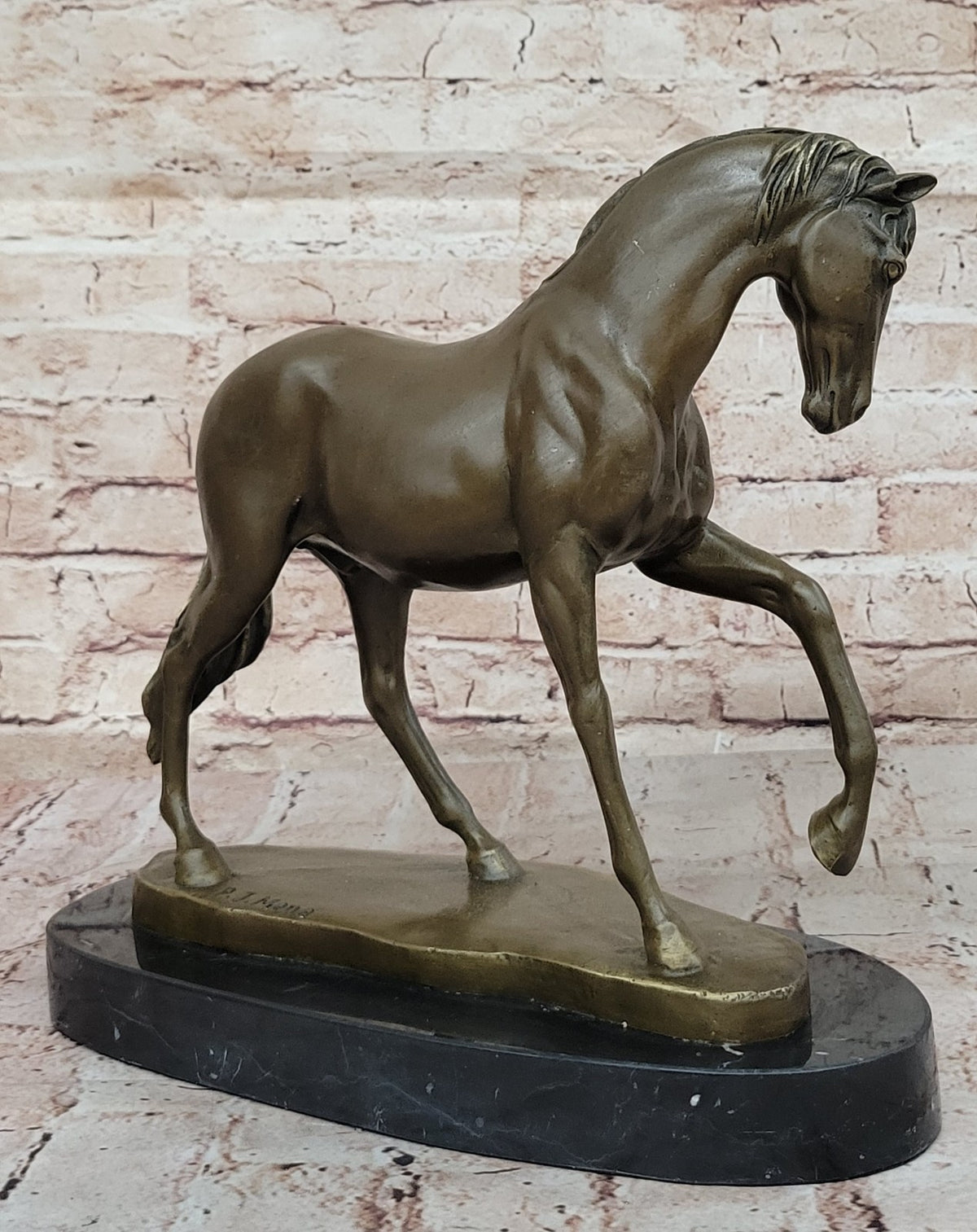 Western Bronze marble Art statue Race horse race Deco Sculpture Stallion Figure